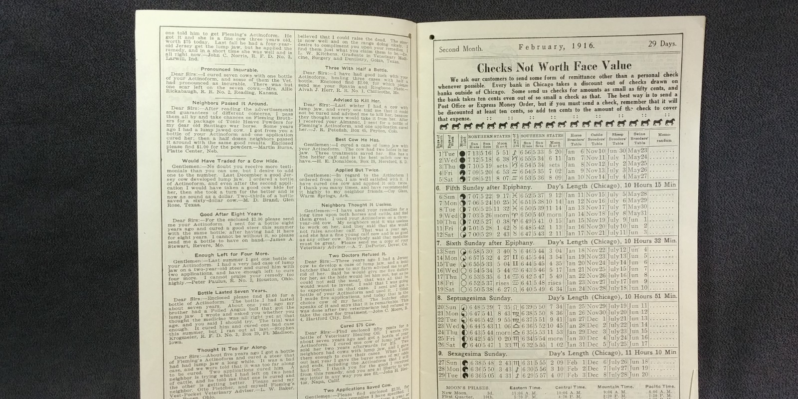 &rsquo;16 Fleming Brother Farm Live Stock Almanac Ag Ad Veterinary Horse Art Print G38