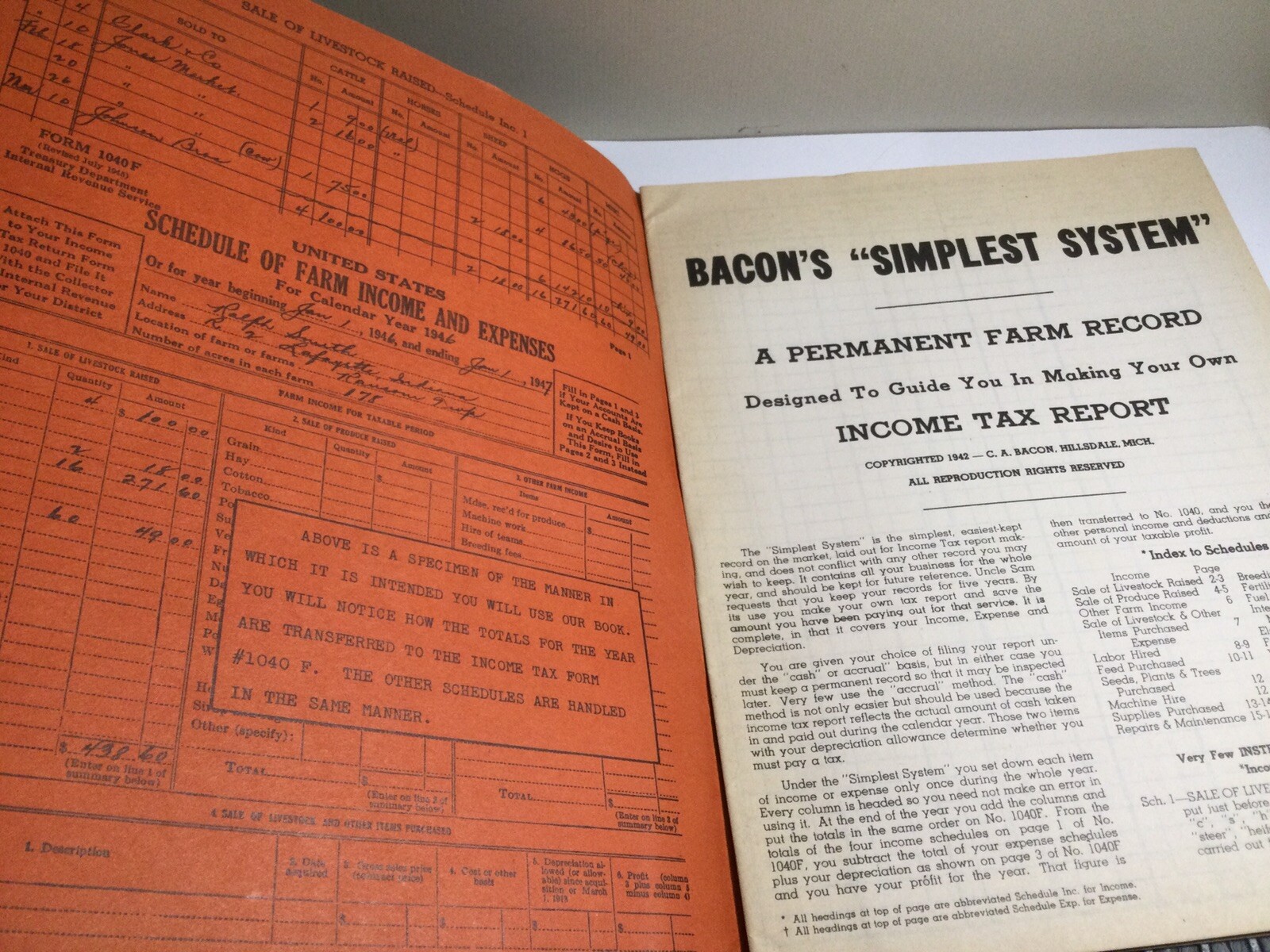 1948 HUDSON’S & MURPHY FEEDS ELMIRA, OH FARM INCOME TAX REPORT BOOKLET