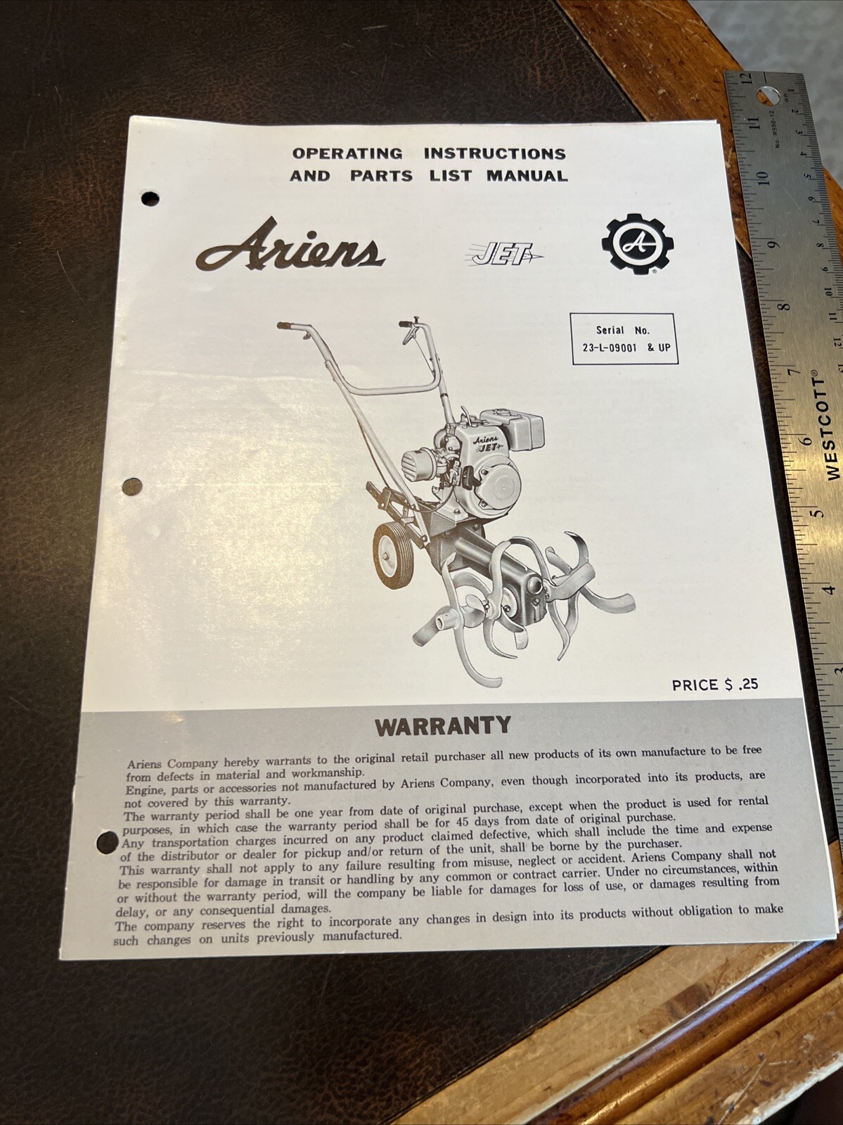 1960-70 Ariens Farm Implements Flyer / Brochure Jet Roto Tiller 23L-09001