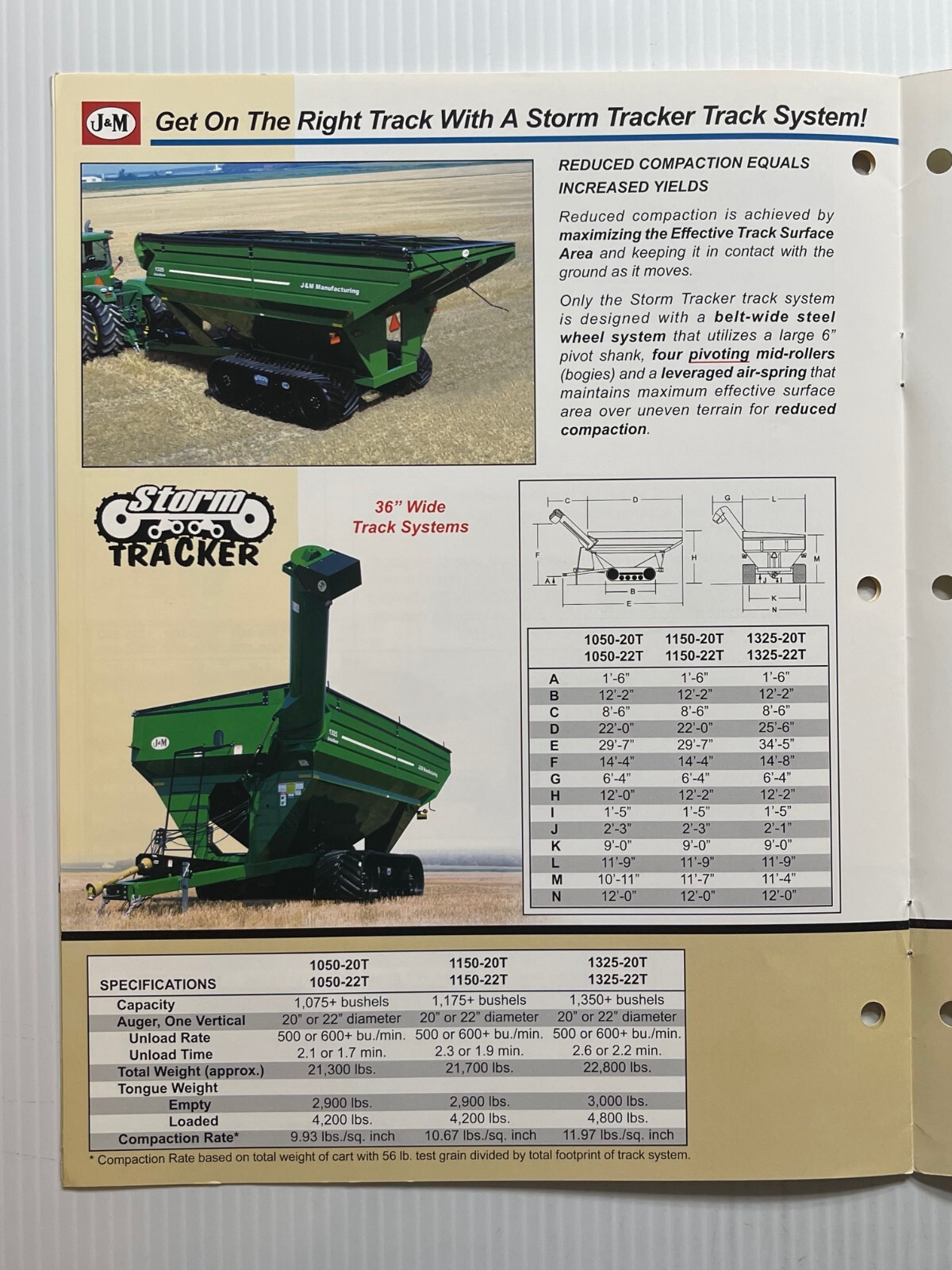 J & M Grain Storm Series Grain Carts – Sales Brochure *Original Dated 2010s*