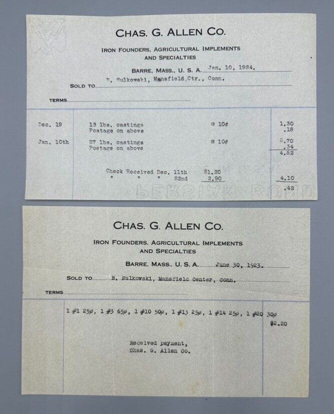 1923 -24 IRON FOUNDERS Agricultural Antique FARM Advertising Letter BARRE MA