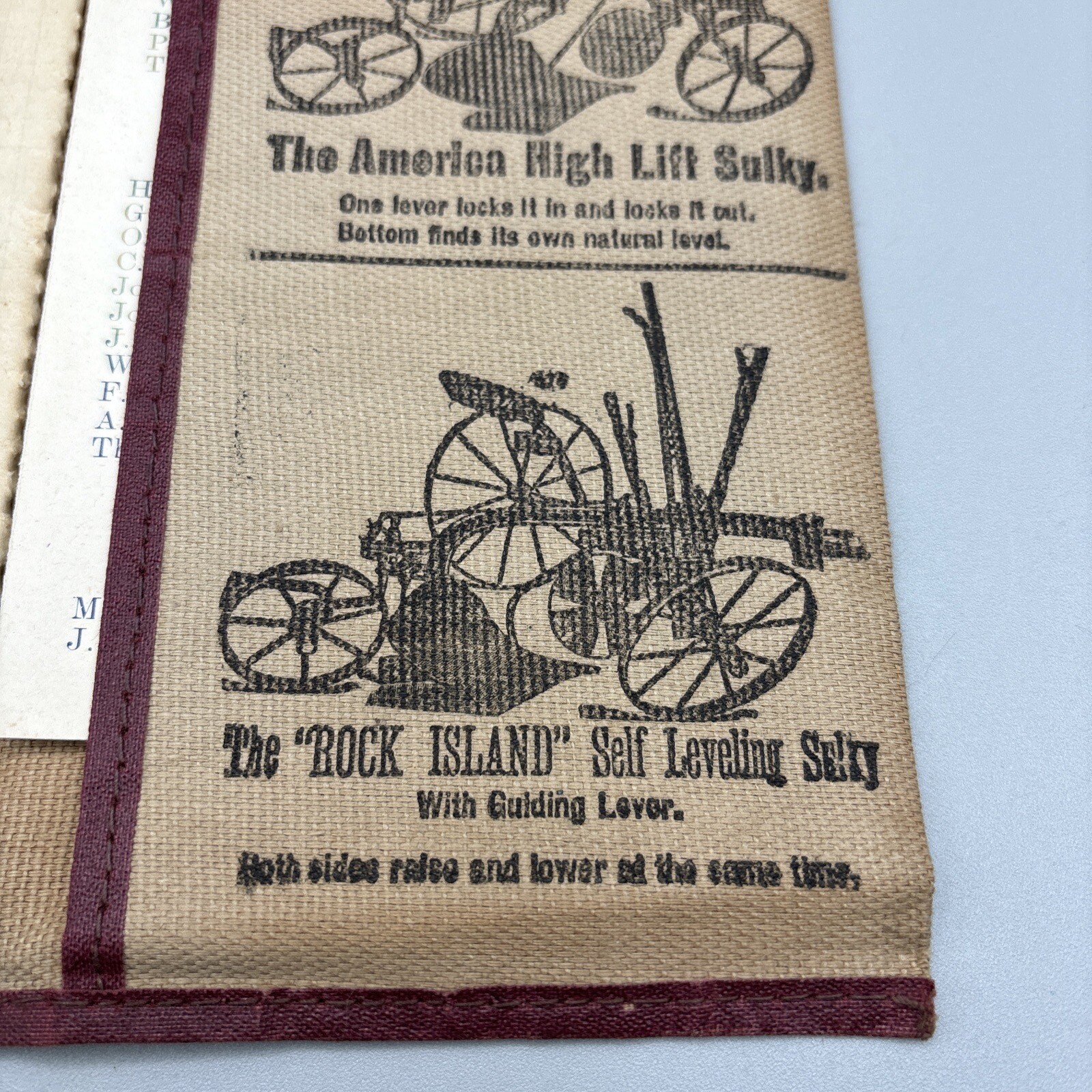 Antique Rock Island Plow Advert. Canvas Notebook & I.O.O.F Resume Schaller, IA