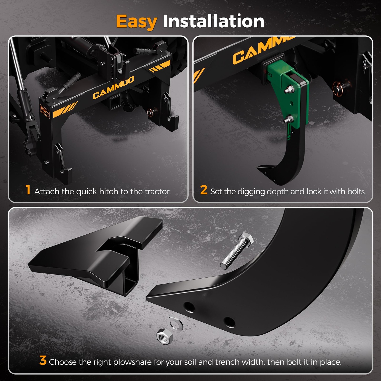 CAMMOO Hitch Mounted Trencher Ripper, Green