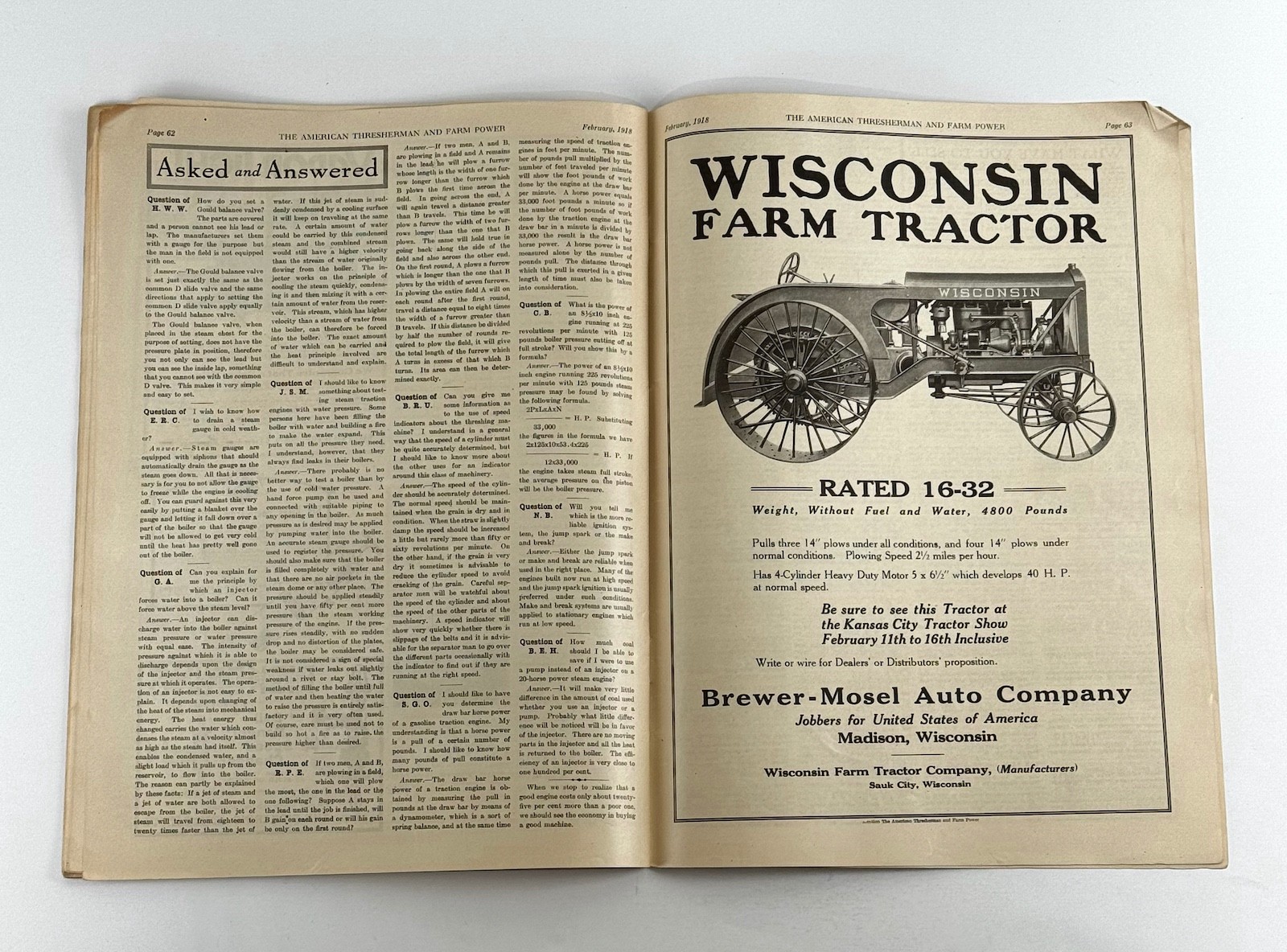 The American Thresherman & Farm Power MAGAZINE February 1918 MADISON, WIS.