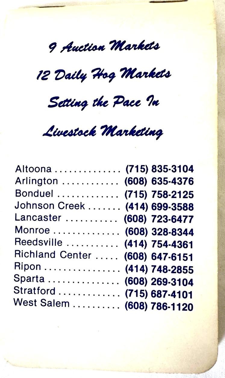 Vintage Equity Co-Operative Livestock Sales Advertising Notepad North Central US
