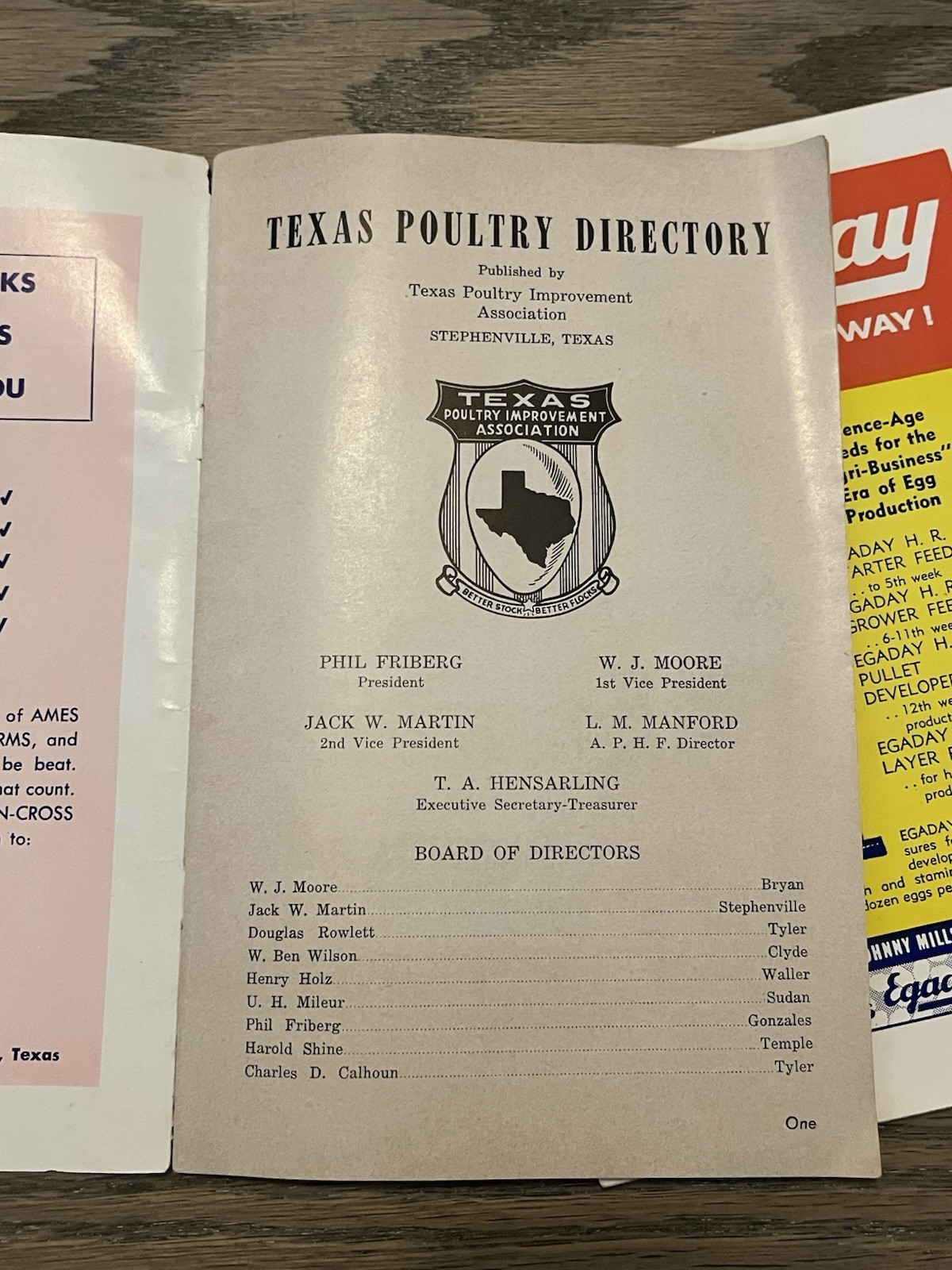 1957 & 59 Texas Poultry Improvement Association official directory