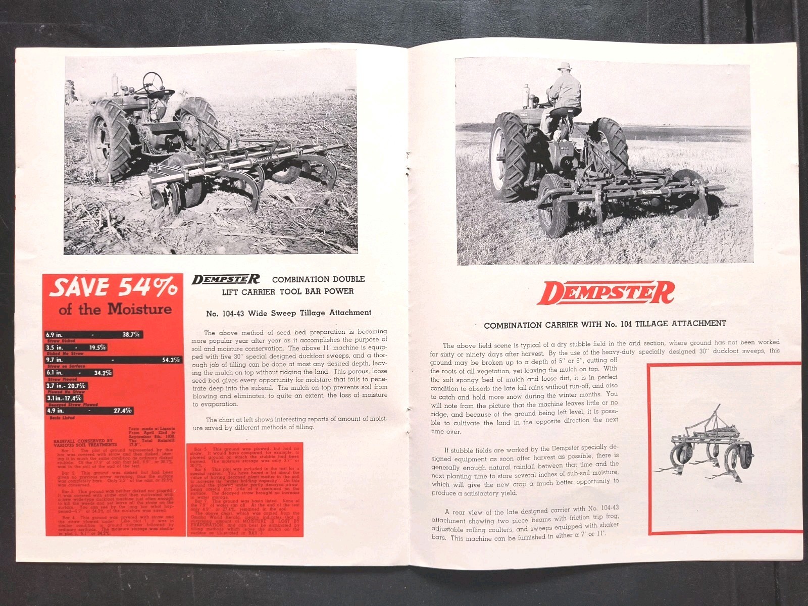 1930s Dempster Tractor Tool Bar Power Lift Carrier Brochure Farm Farming…