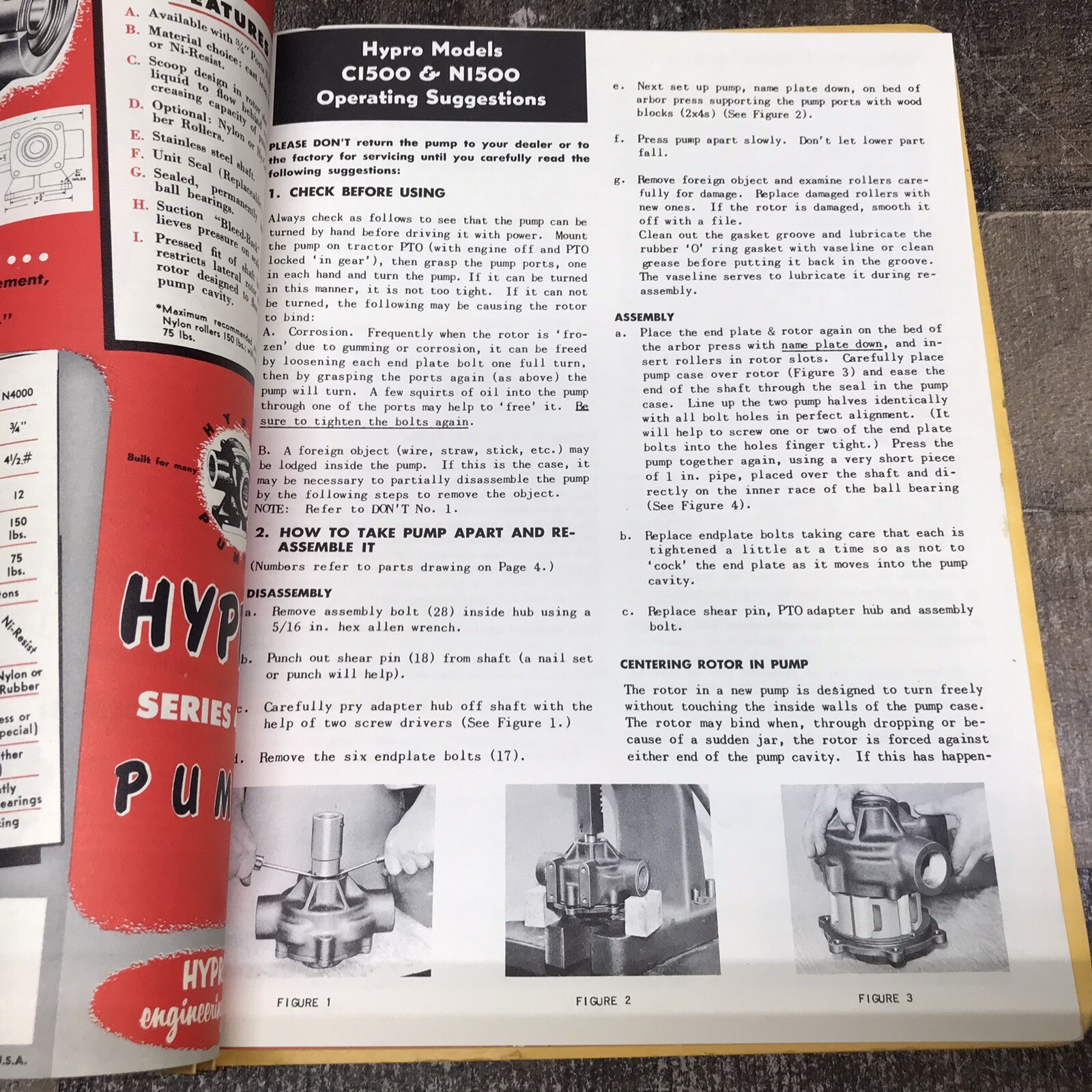 Vintage HYPRO Pumps Dealer Catalog Sales Flyer Specs Book Printed In USA 1957