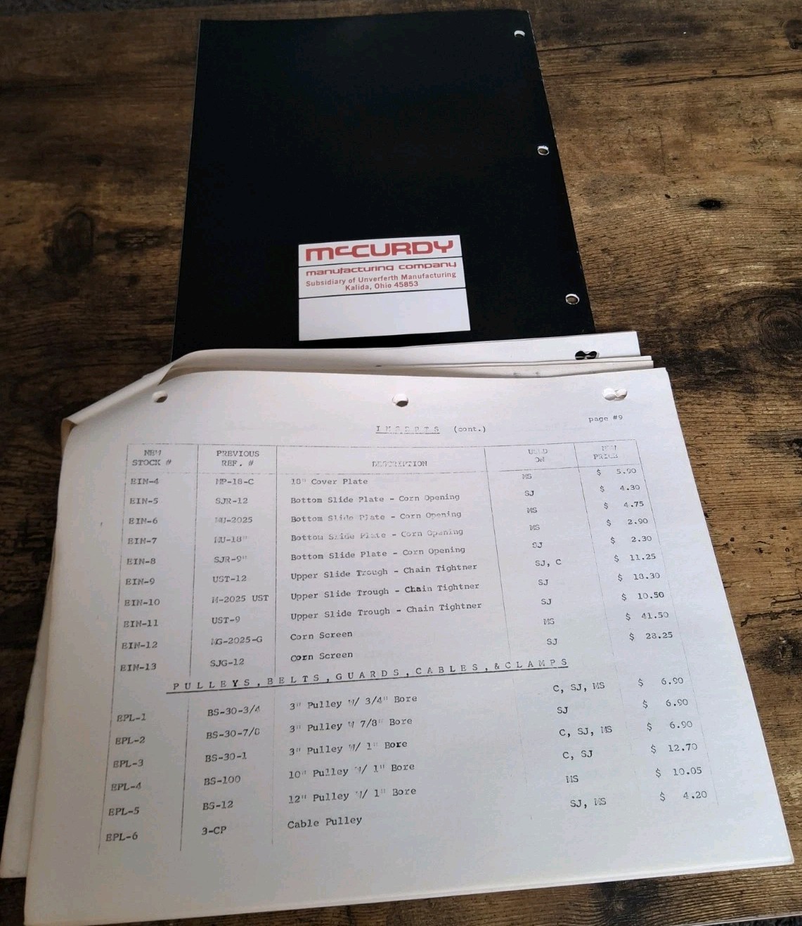 McCurdy Manufacturing Company Brochure And Price List