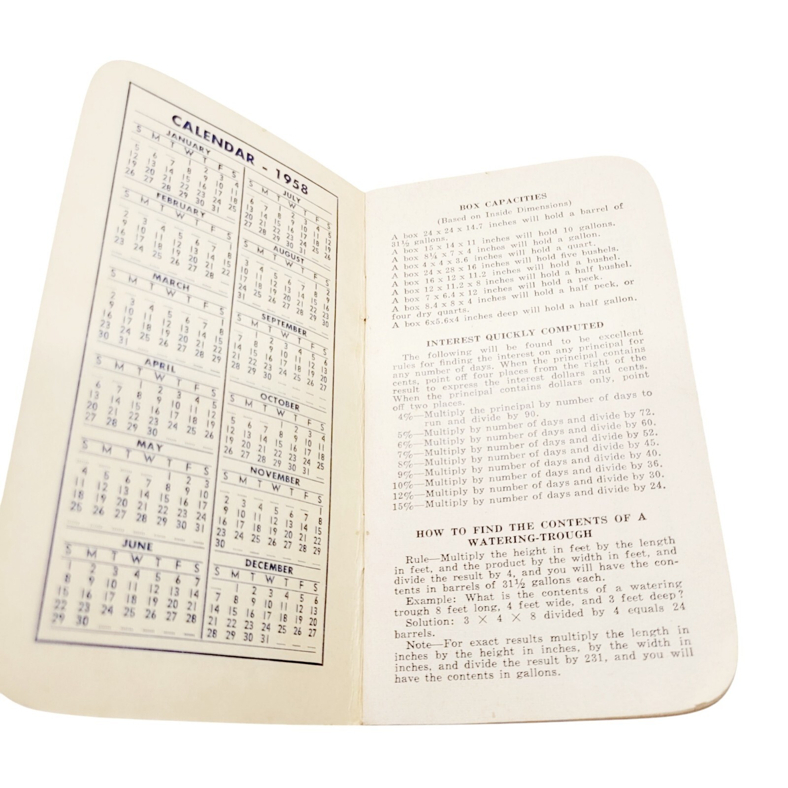 1958 Advertising Royster Guano Plant Food Co Fertilizer Calendar Memo Booklet