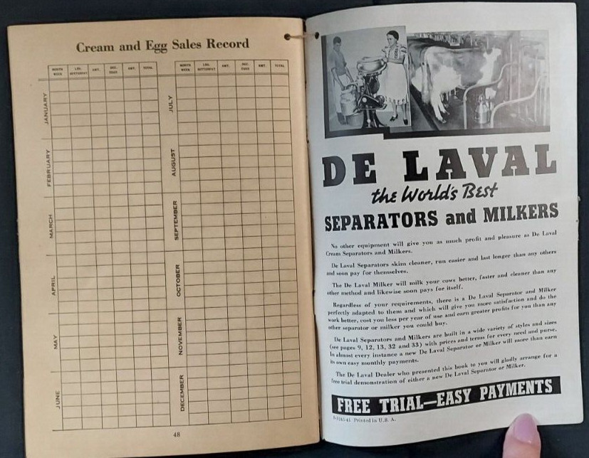 1941 De Laval Handy Reference Yearbook Farm Dairy Cream Separator Schlosser Indy