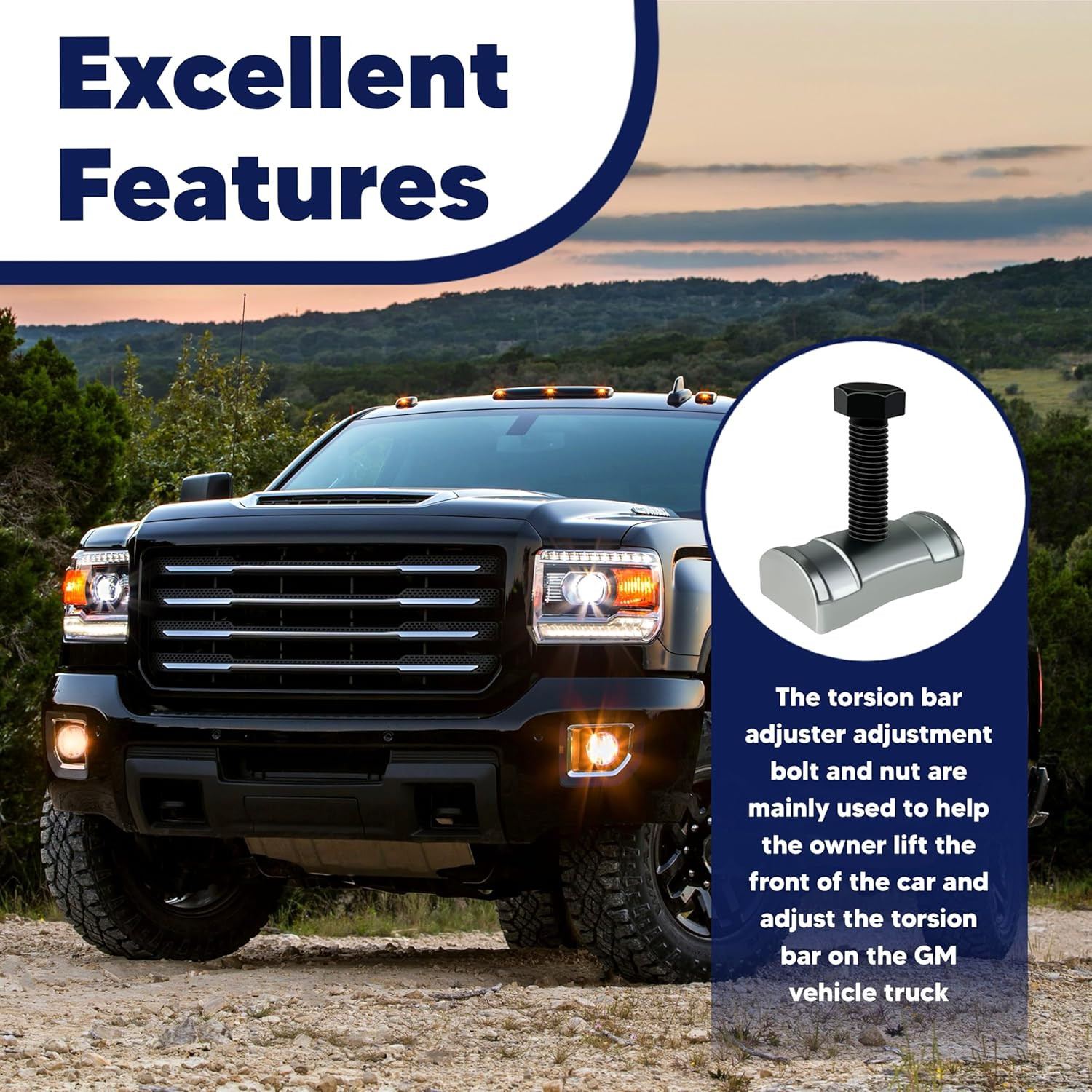 Torsion Bar Adjustment Bolt and Lock Nut Fit for Chevrolet Silverado Tahoe GM…