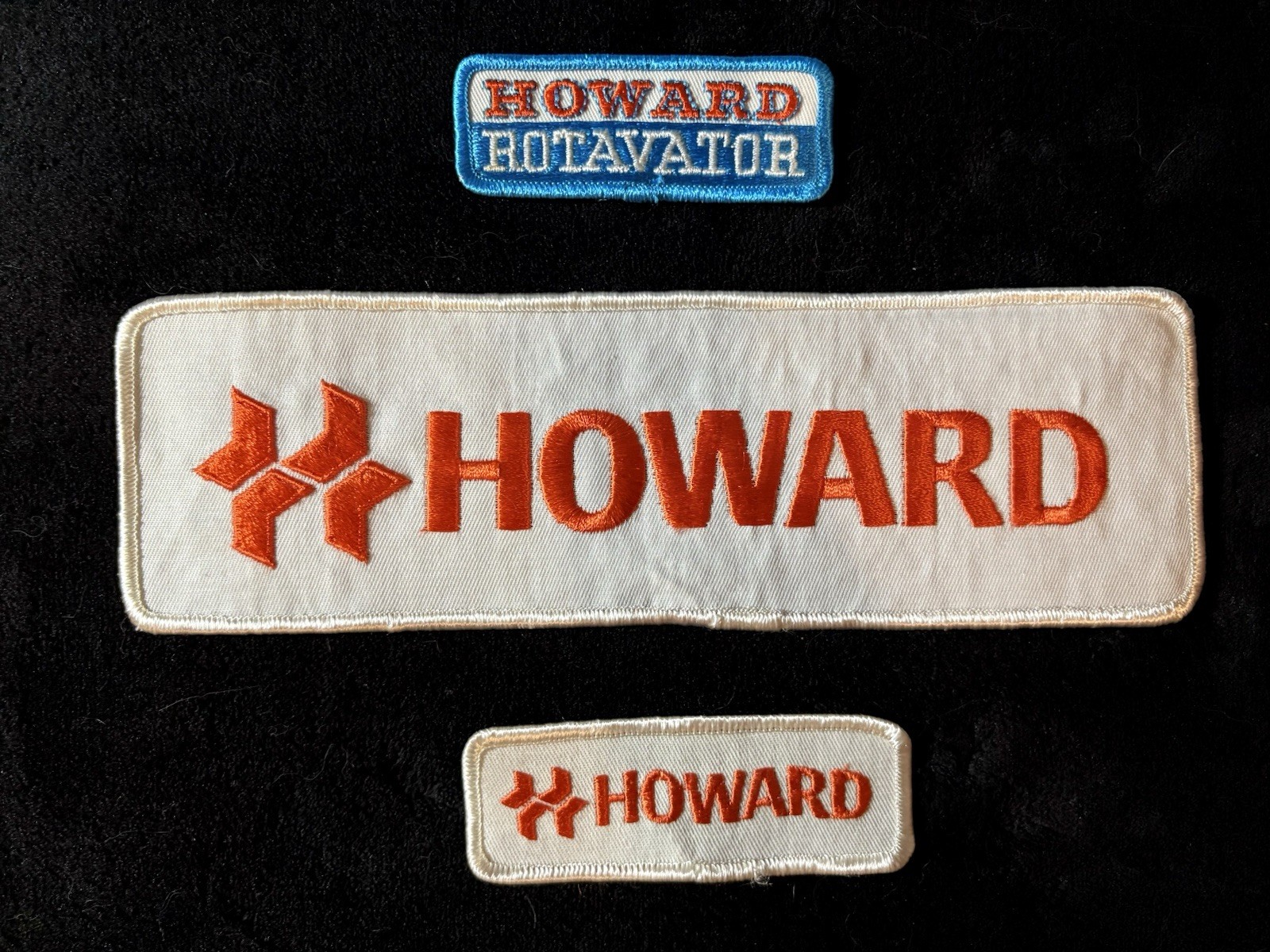 3 VINTAGE HOWARD ROTAVATOR PATCHES / EMBLEMS LOT – UNUSED NOS!