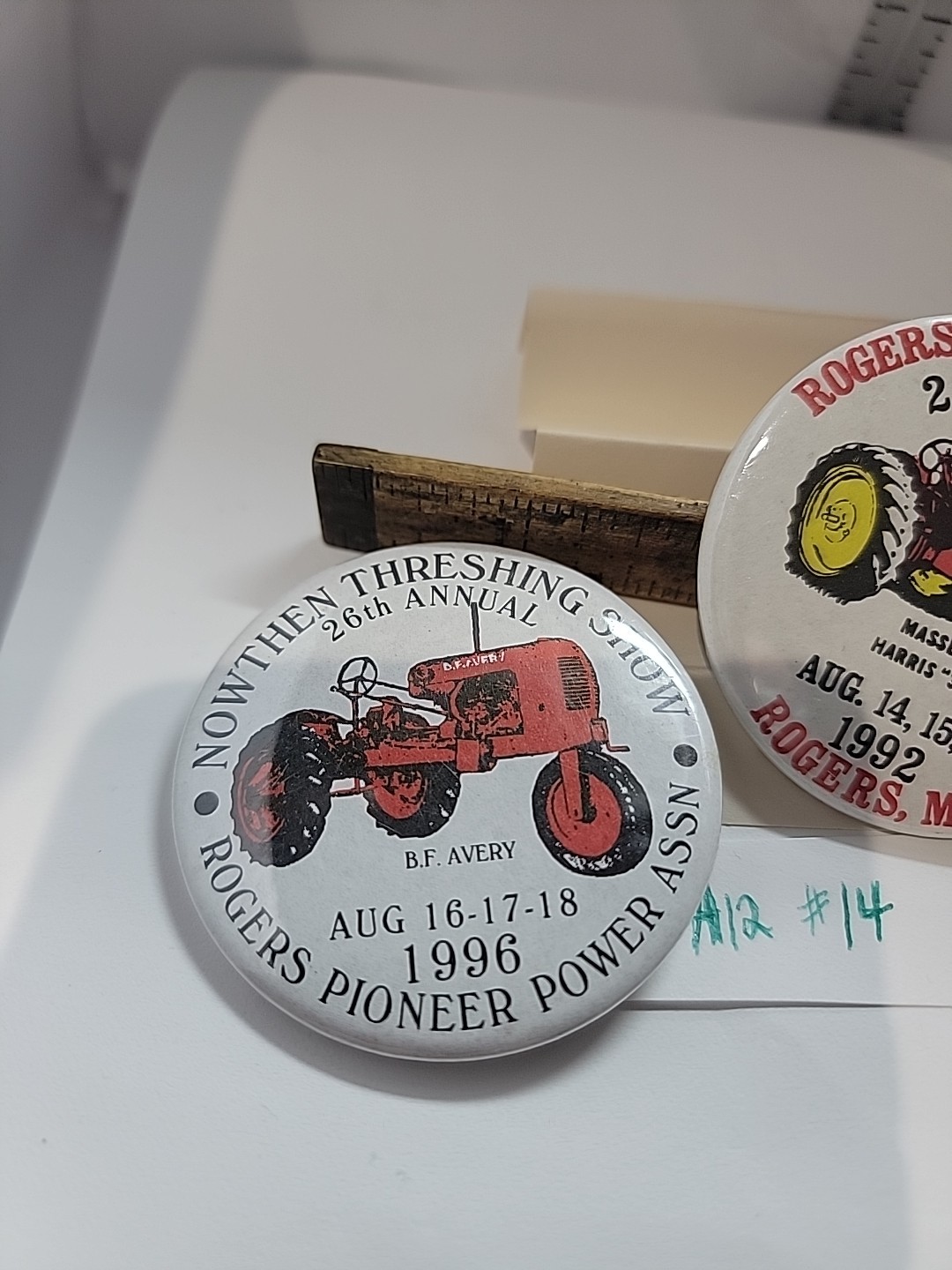 Vintage Threshing Show Button Souvenir Lot Of 3 Massey And B F Avery Tractors