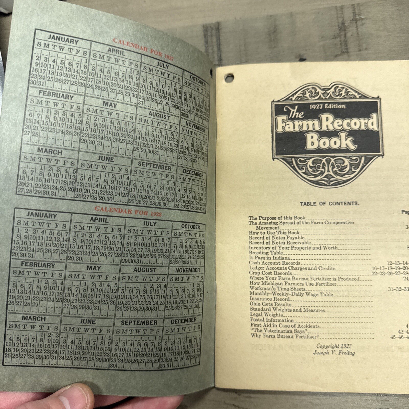 1927 Farm Record Book – Ohio Farm Bureau / Tennessee Copper