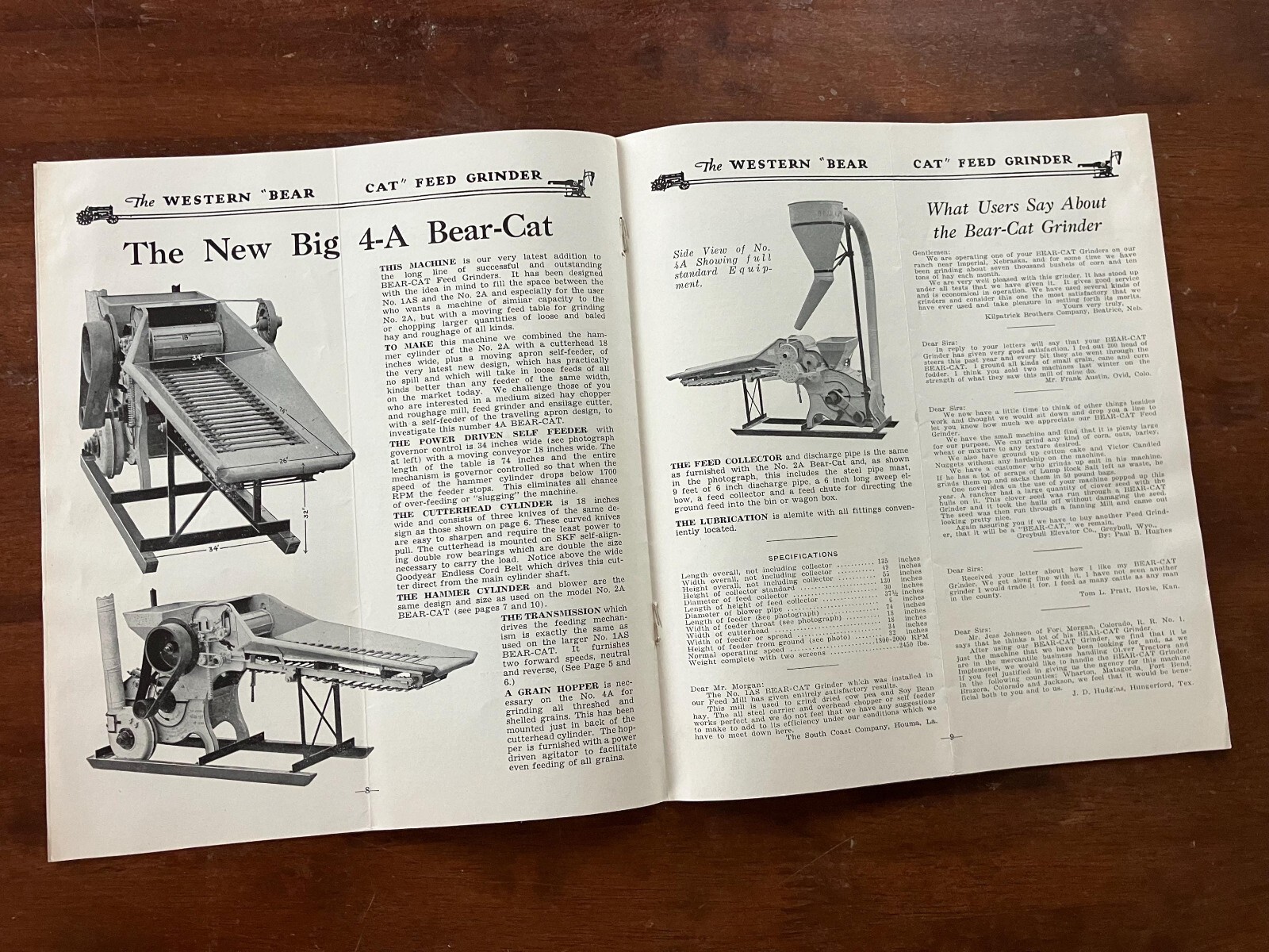 1920&rsquo;s Western Bear Cat Feed Grinder Brochure & Letterhead Farming Advertisement