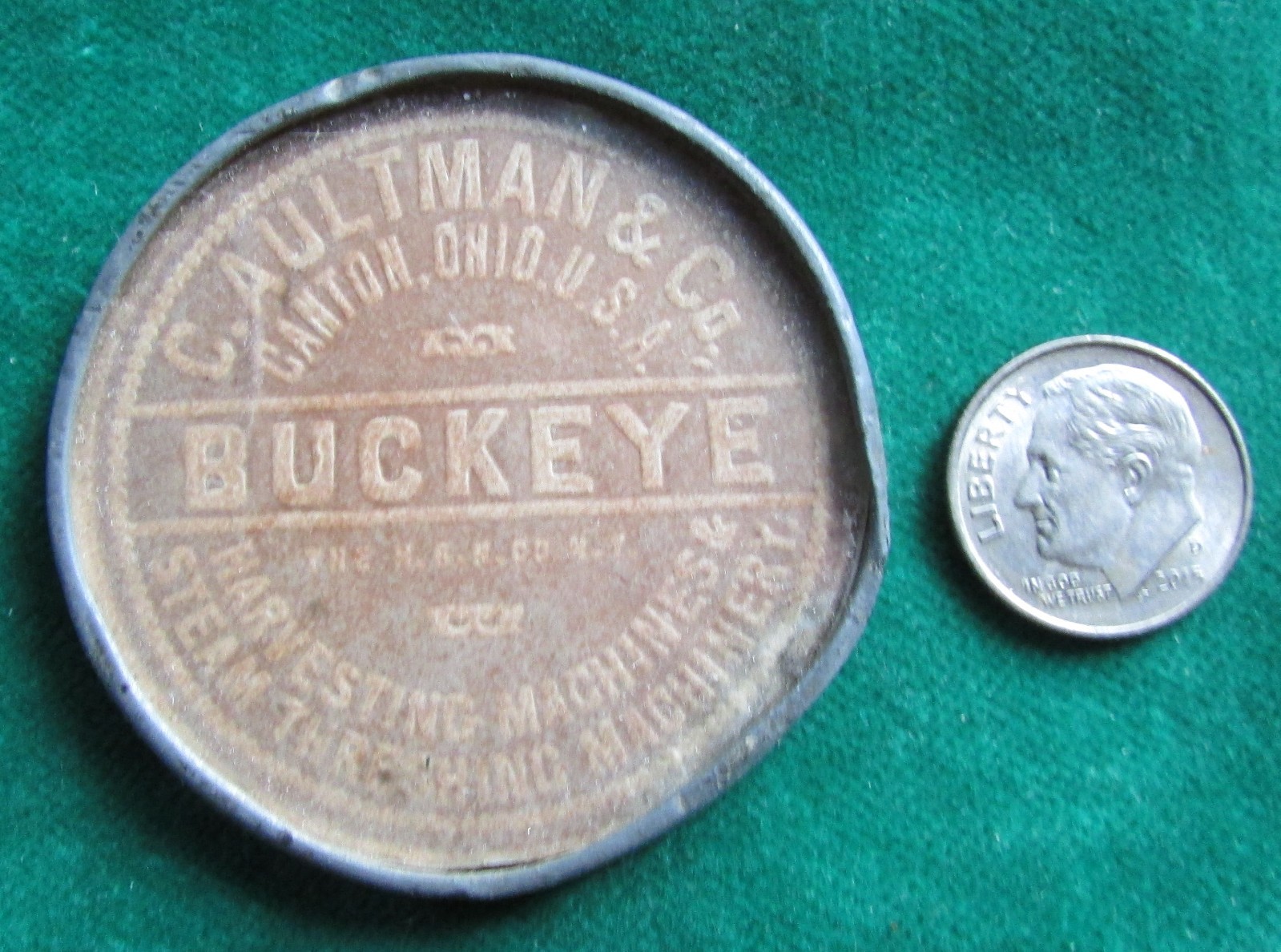 C AULTMAN & Co BUCKEYE Harvesting & STEAM THRESHING Machines pocket mirror OHIO
