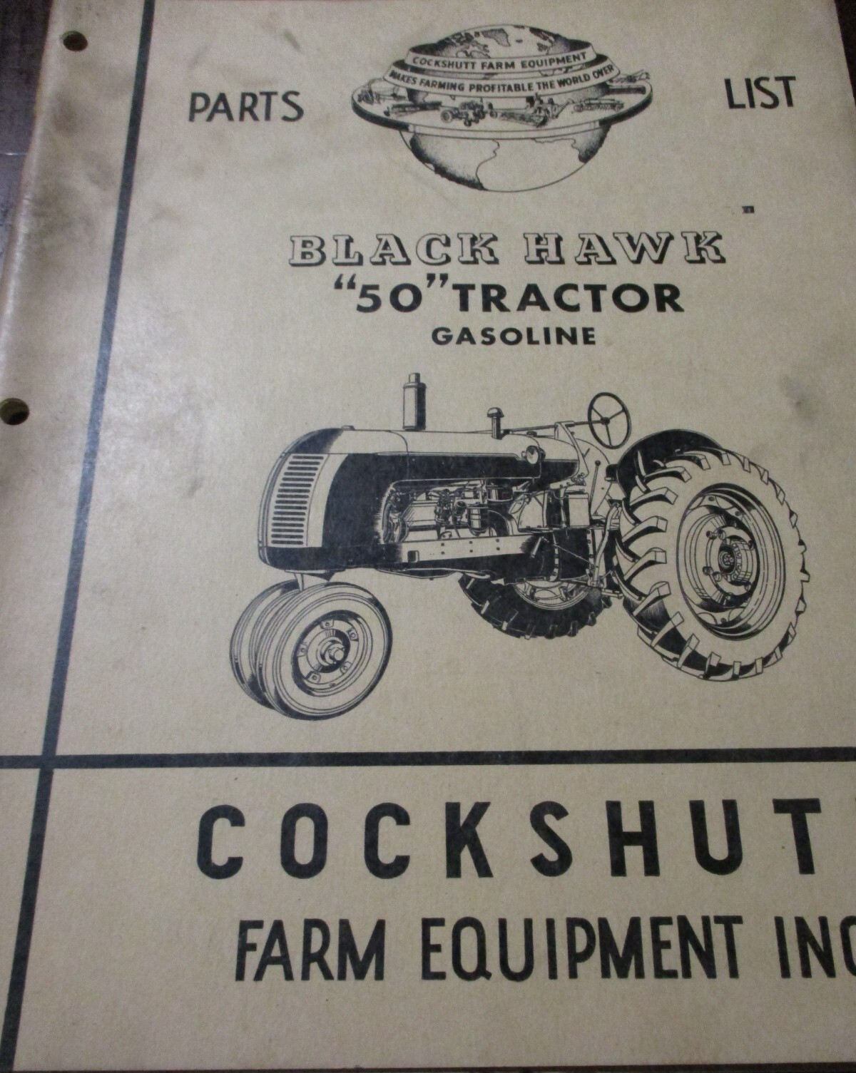 Cockshutt Black Hawk « 50 » Gas Tractor Parts List 1955