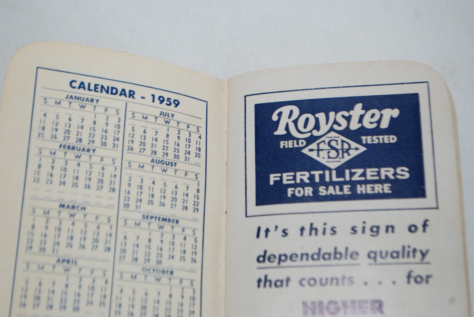 Royster Plant food Advertising FArmers Reference Notebook Circa 1959