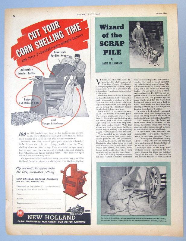 Original 1961 Farm Youth Photo Article of Vernon Bernhardt, Kingfisher County OK
