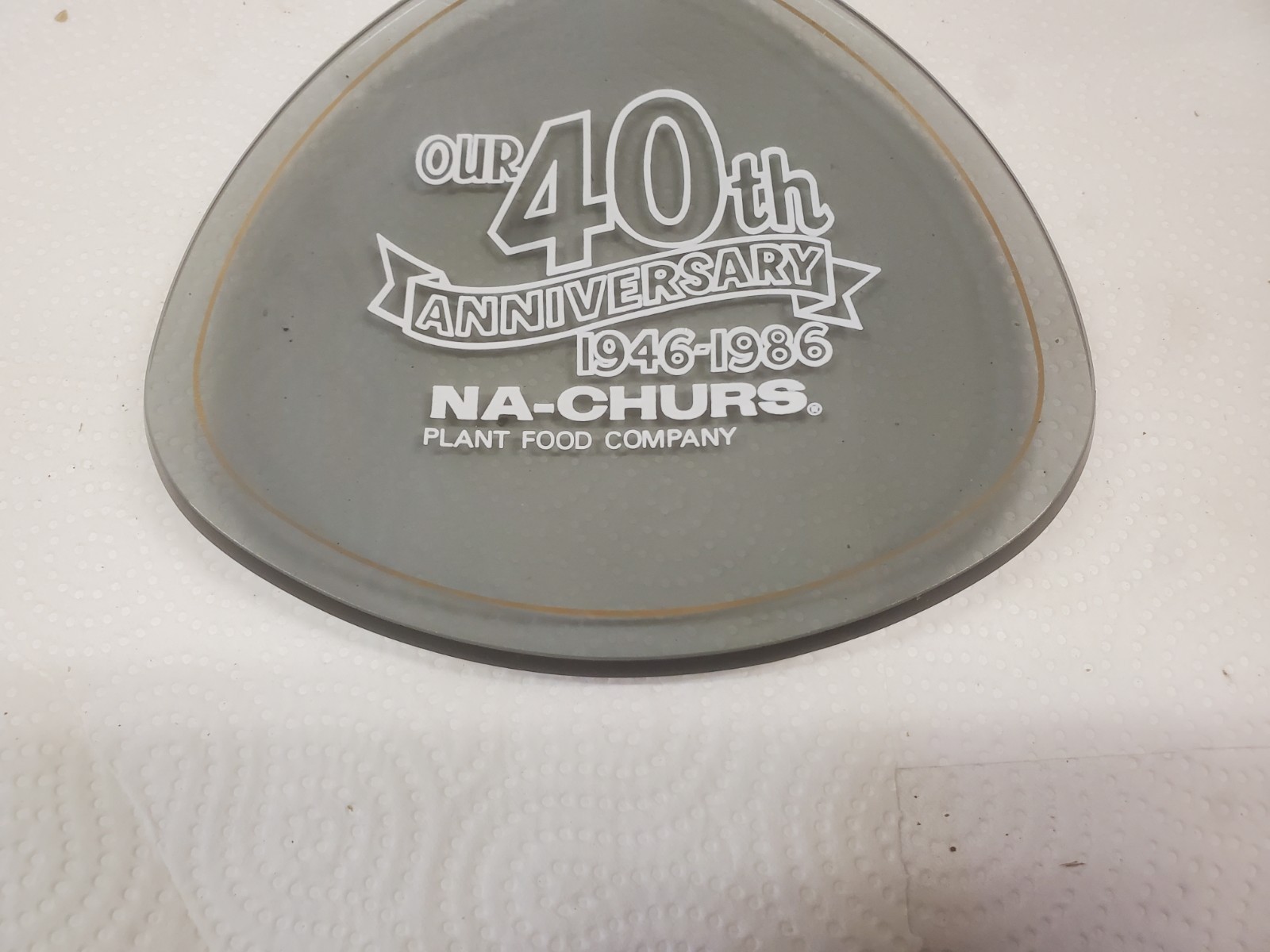 Glass Plate Na-churs Plant Food 40th Anniversary 1946-1986 Readlyn Iowa Farm