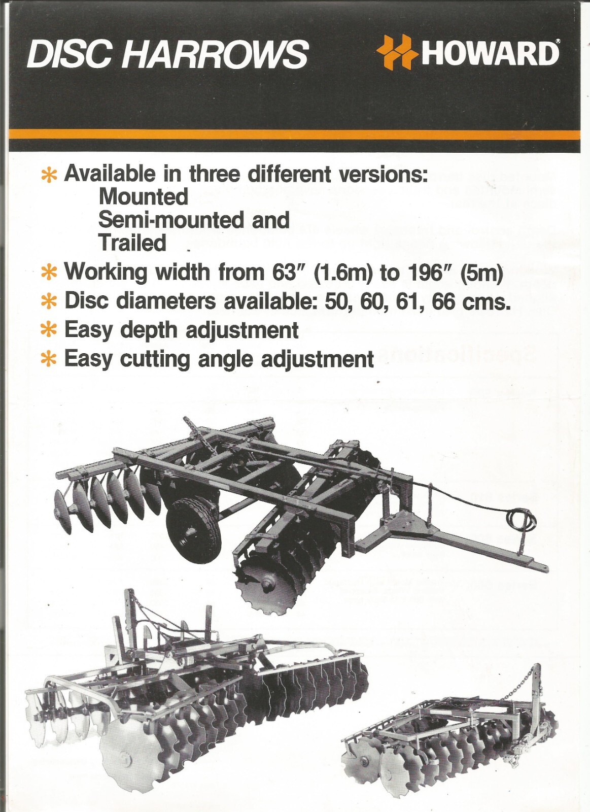 Original Howard 500 600 610660 Series Disc Harrows Sales Brochure Form 209005163