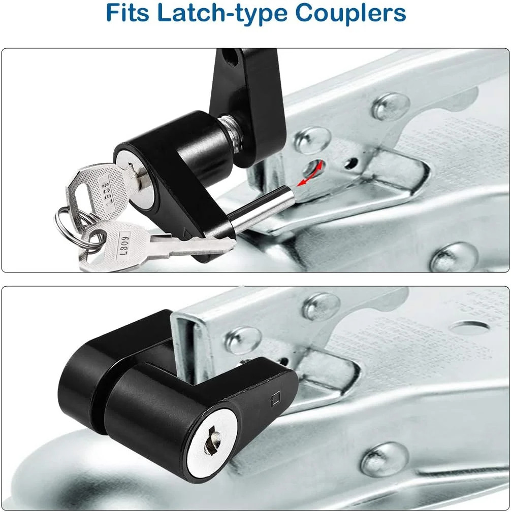 Black Trailer Hitch Coupler Lock, Dia 1/4 Inch, 3/4 Inch Span for Tow B
