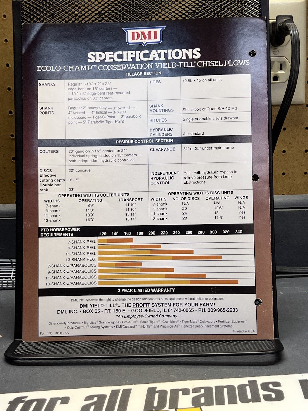 1990s DMI Farm Equipment Ecolo Champ Goodfield, IL Yield Till Brochure