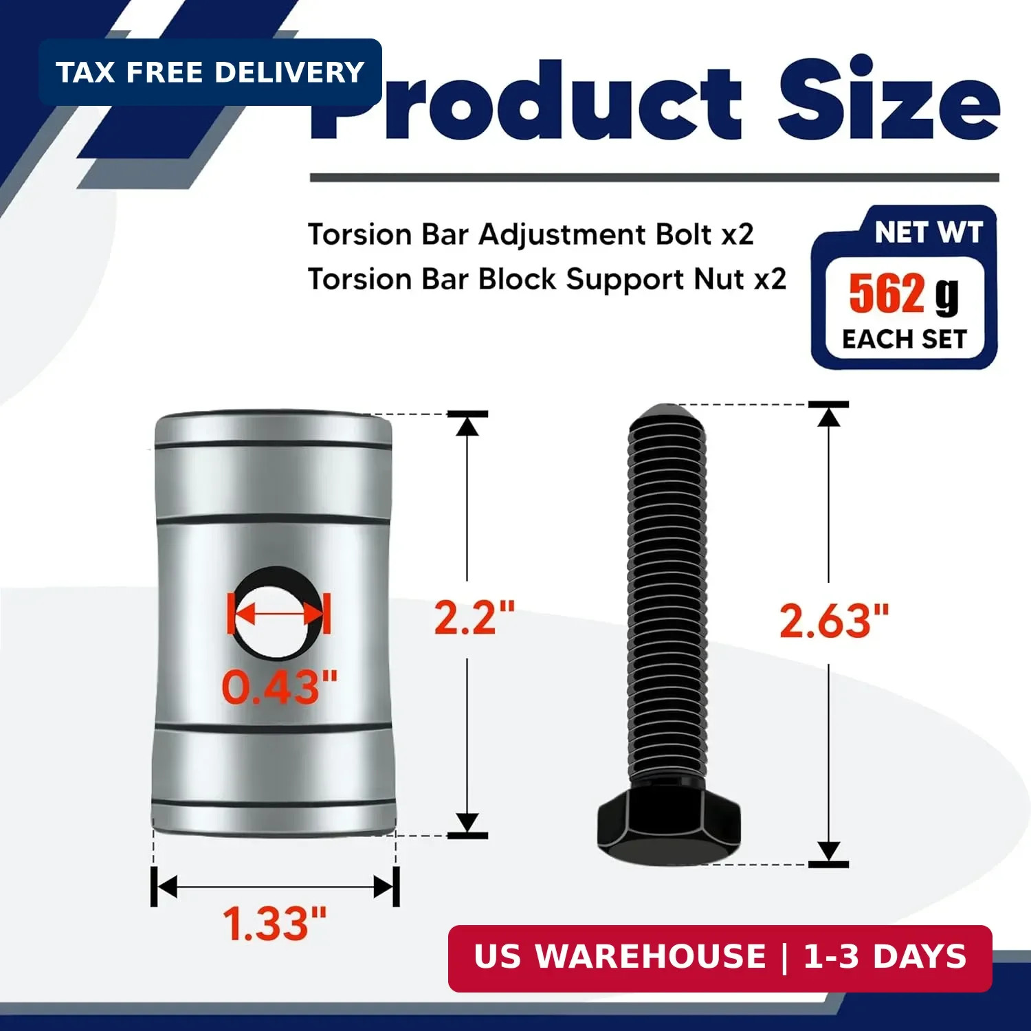 Torsion Bar Adjustment Bolt and Lock Nut Fit for Chevrolet Silverado Tahoe GMC S