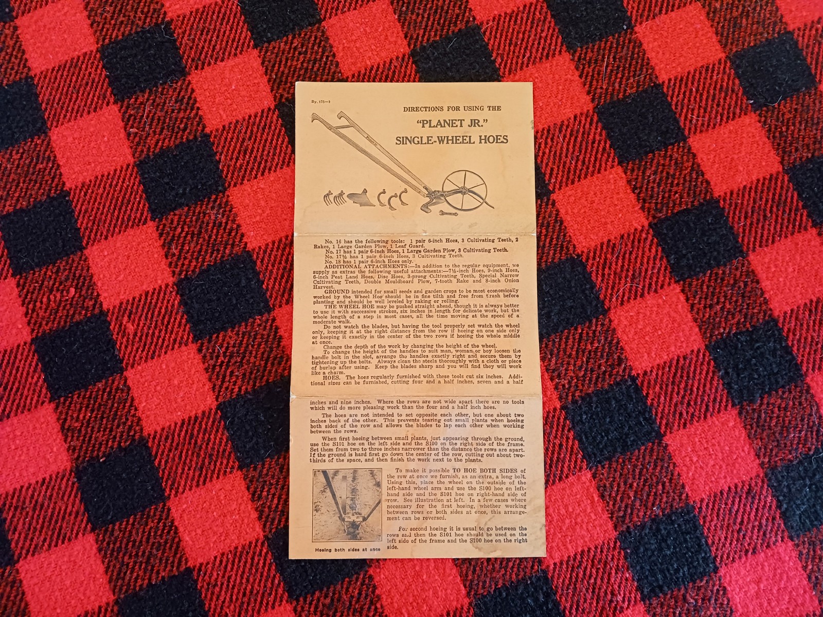 1900s Planet Jr Wheel Hoe Garden Cultivator Manual Direction Guide Farm Tractor
