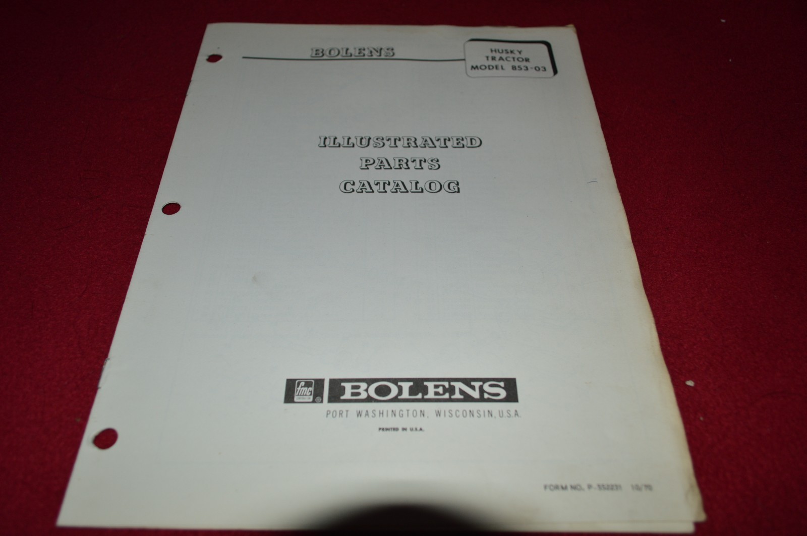 Bolens Husky Tractor Models 853-03 Dealer&rsquo;s Parts Book Manual CHPA