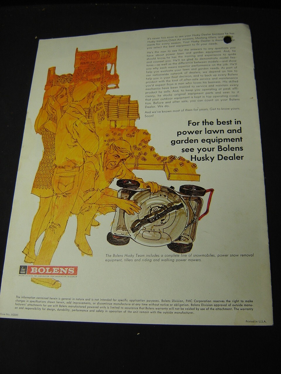 Vintage Lawn & Garden Bolens Huskys Riding Lawn Mower Brochure