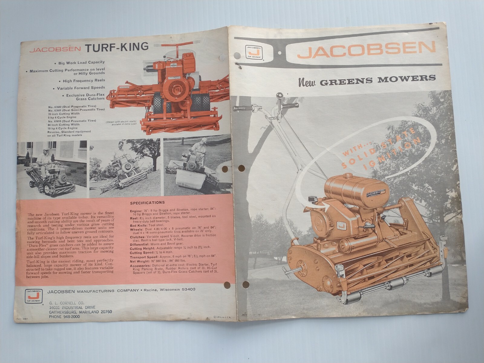 Vintage 1960&rsquo;s Jacobsen Golf Course greens Mower advertising Pamphlet