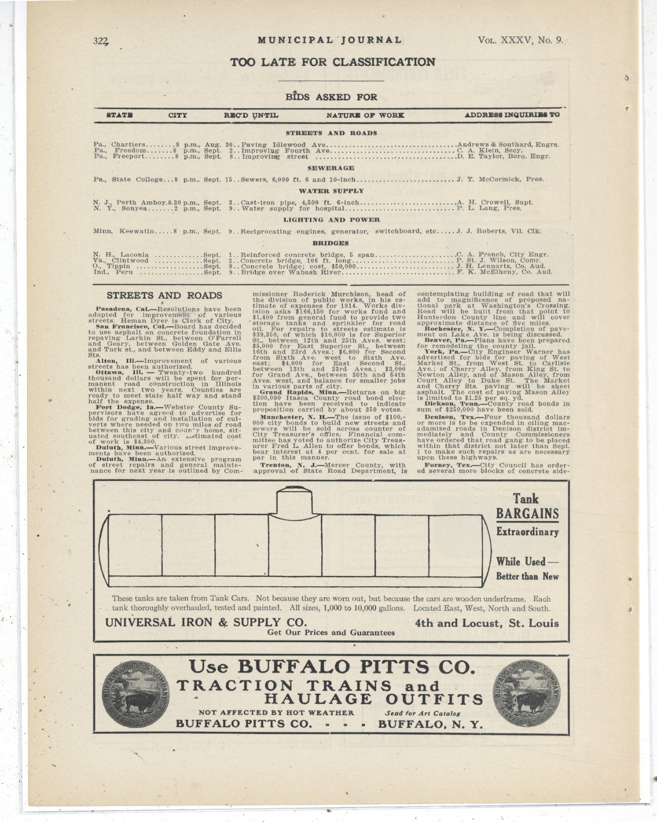 1913 Buffalo Pitts Traction Trains & Haulage Outfits of Buffalo New York Ad