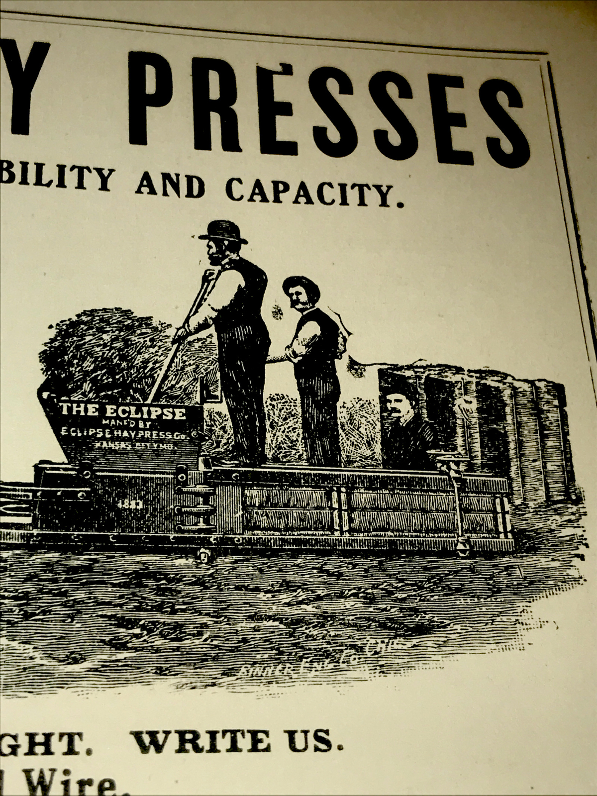1905 Eclipse – O.K. – Admiral Hay Press Farm Advertising – Kansas City Missouri