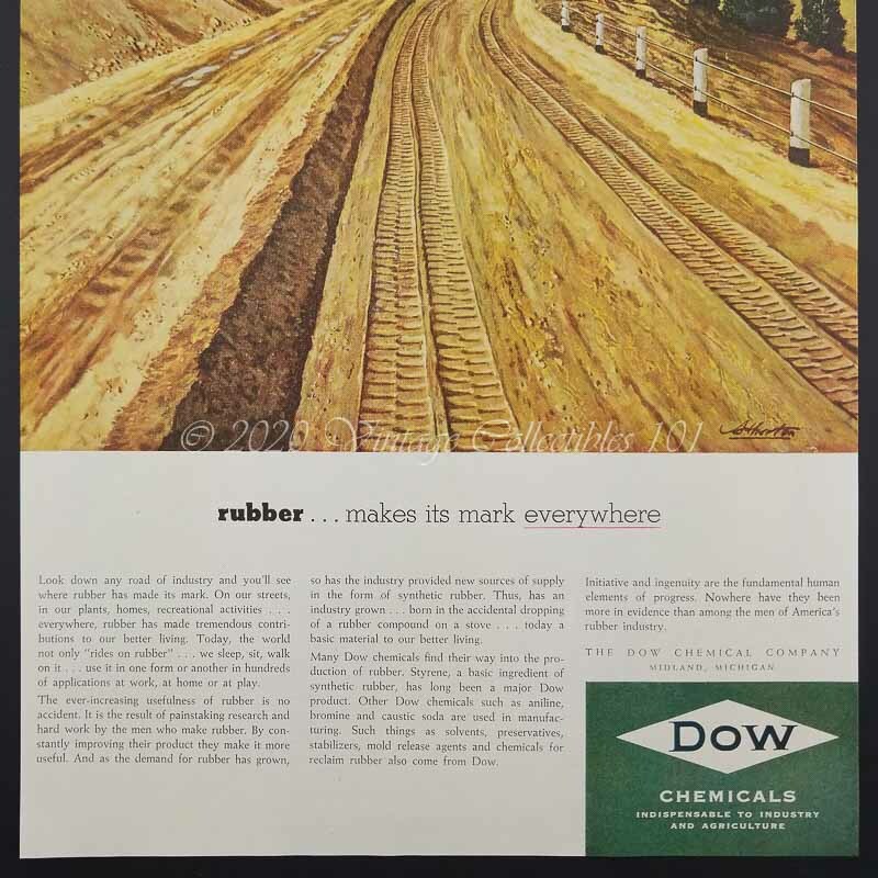 1952 Dow Chemical Rubber Farming Industry Tractor Tires photo art decor print ad