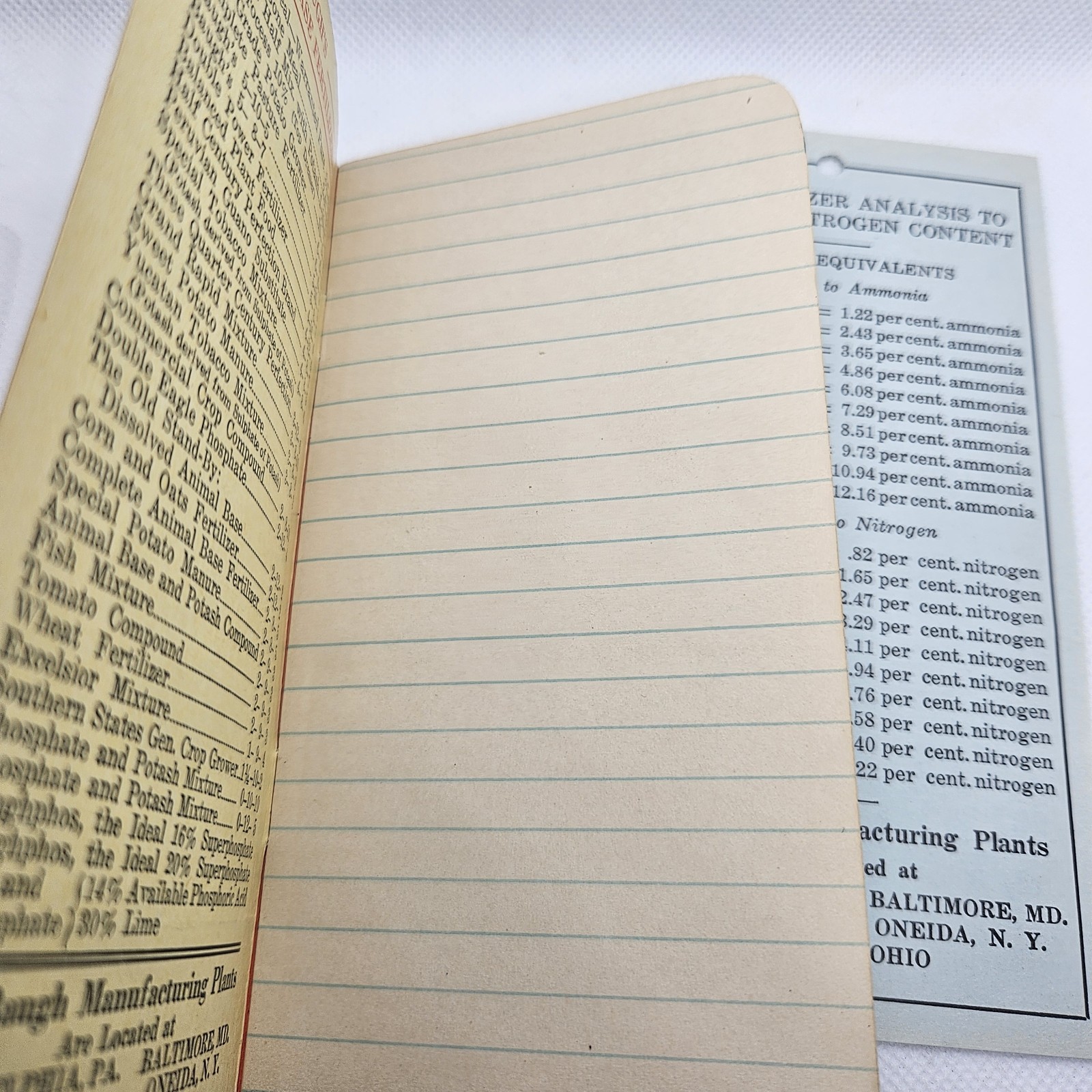 1932 The Baugh & Sons Company Baltimore Maryland Notepad Manure Fertilizer