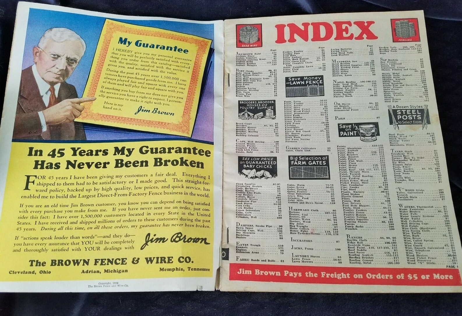 1934 Catalog Brown Fence & Wire Cleveland Memphis Gates Paint Farm Color Chart