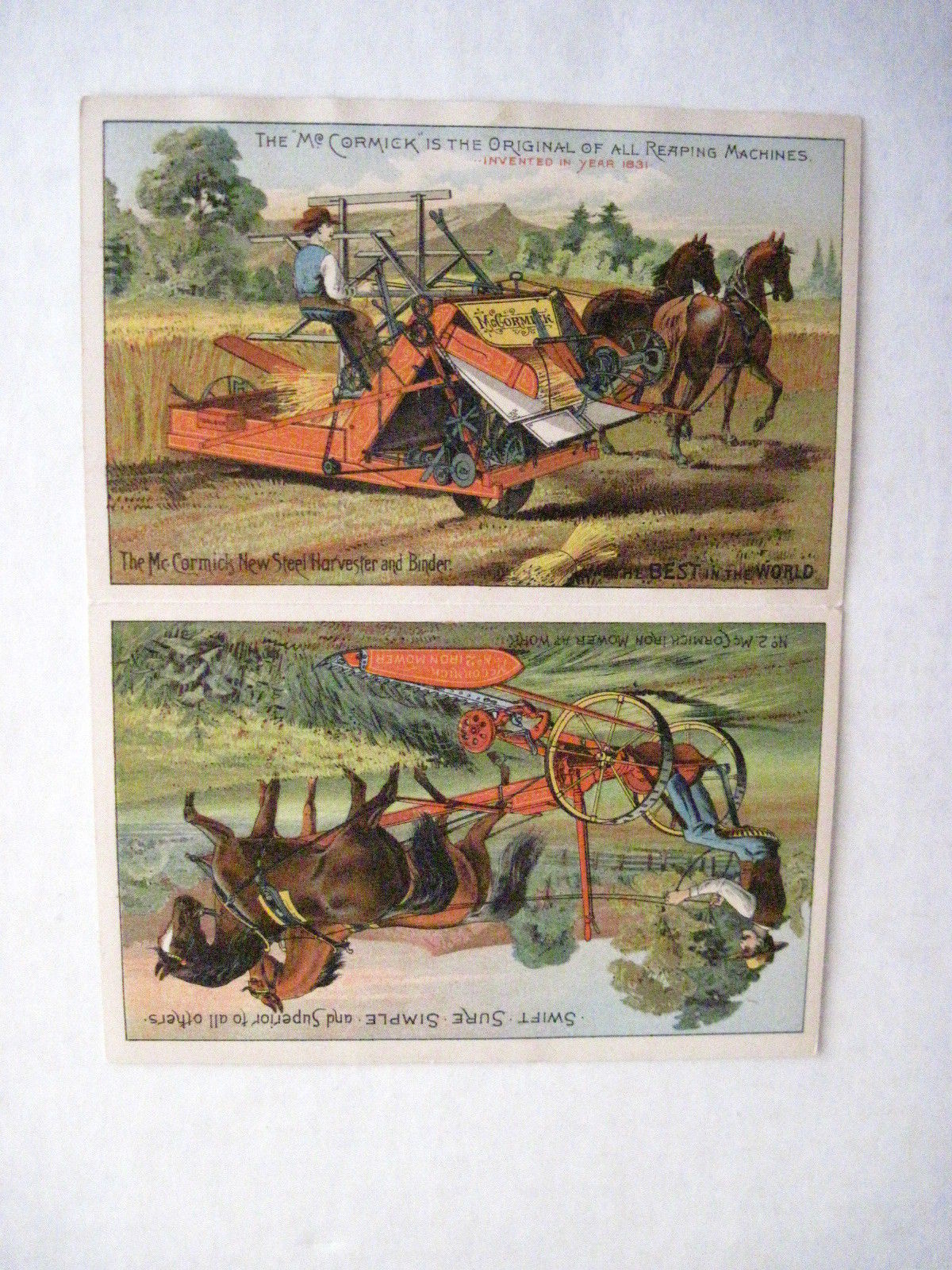Victorian 1885 Trade Card for « McCormick Harvesting Machine » w/ Lovely Lady *