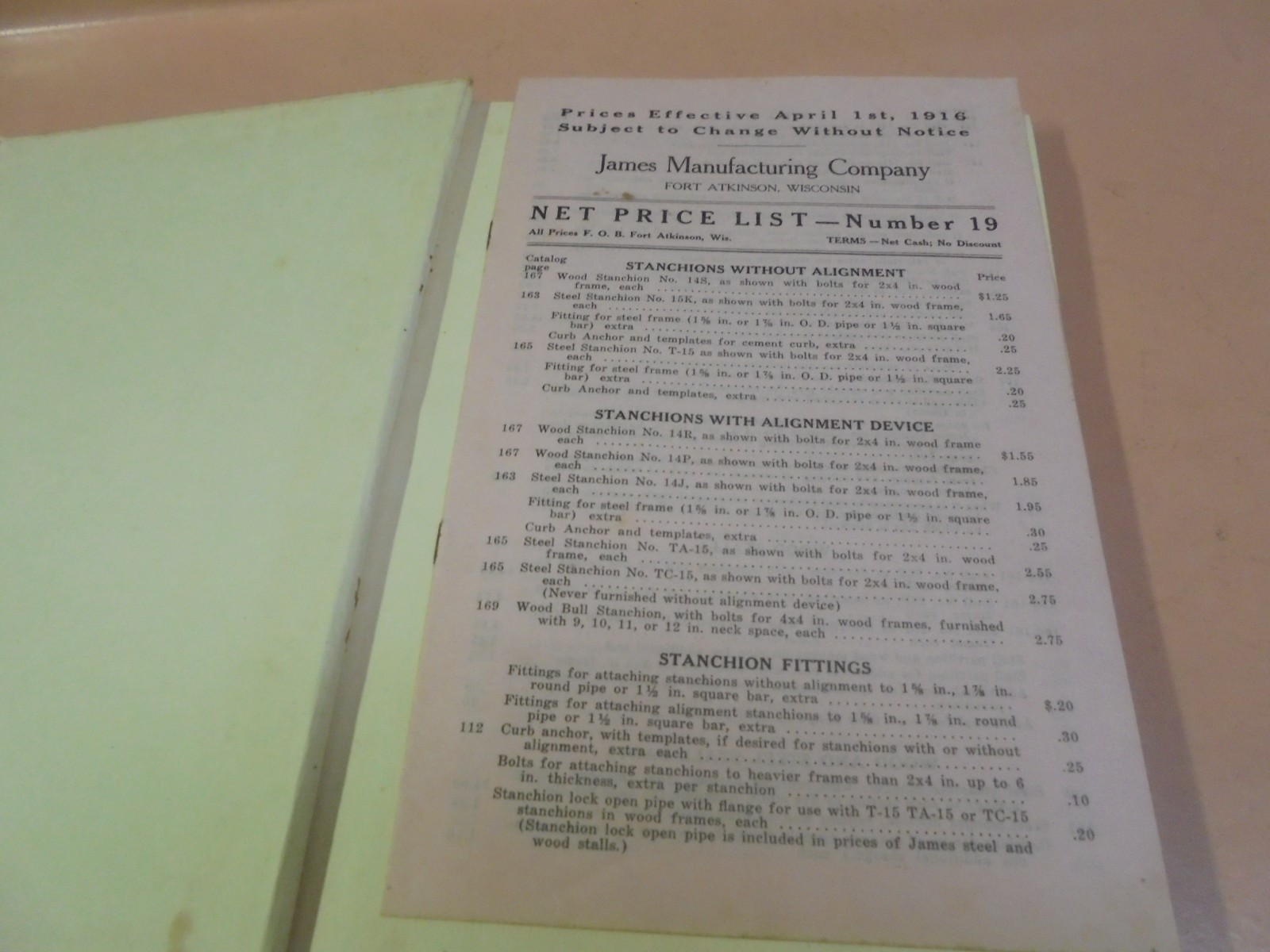 Vintage 1916 The James Way Hard Covered Book Catalog Barns Dairy with price list