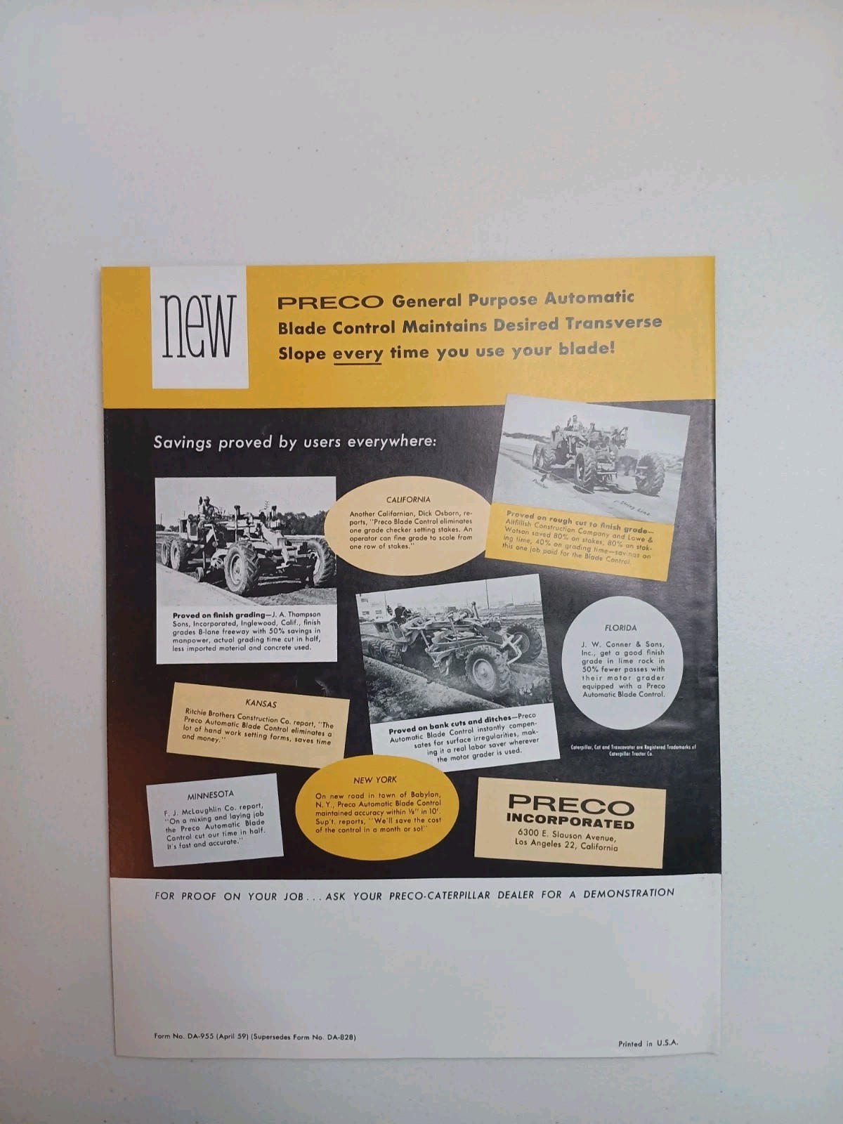 Vintage Preco 1950s All Transistor Automatic Blade Control Foldout Brochure