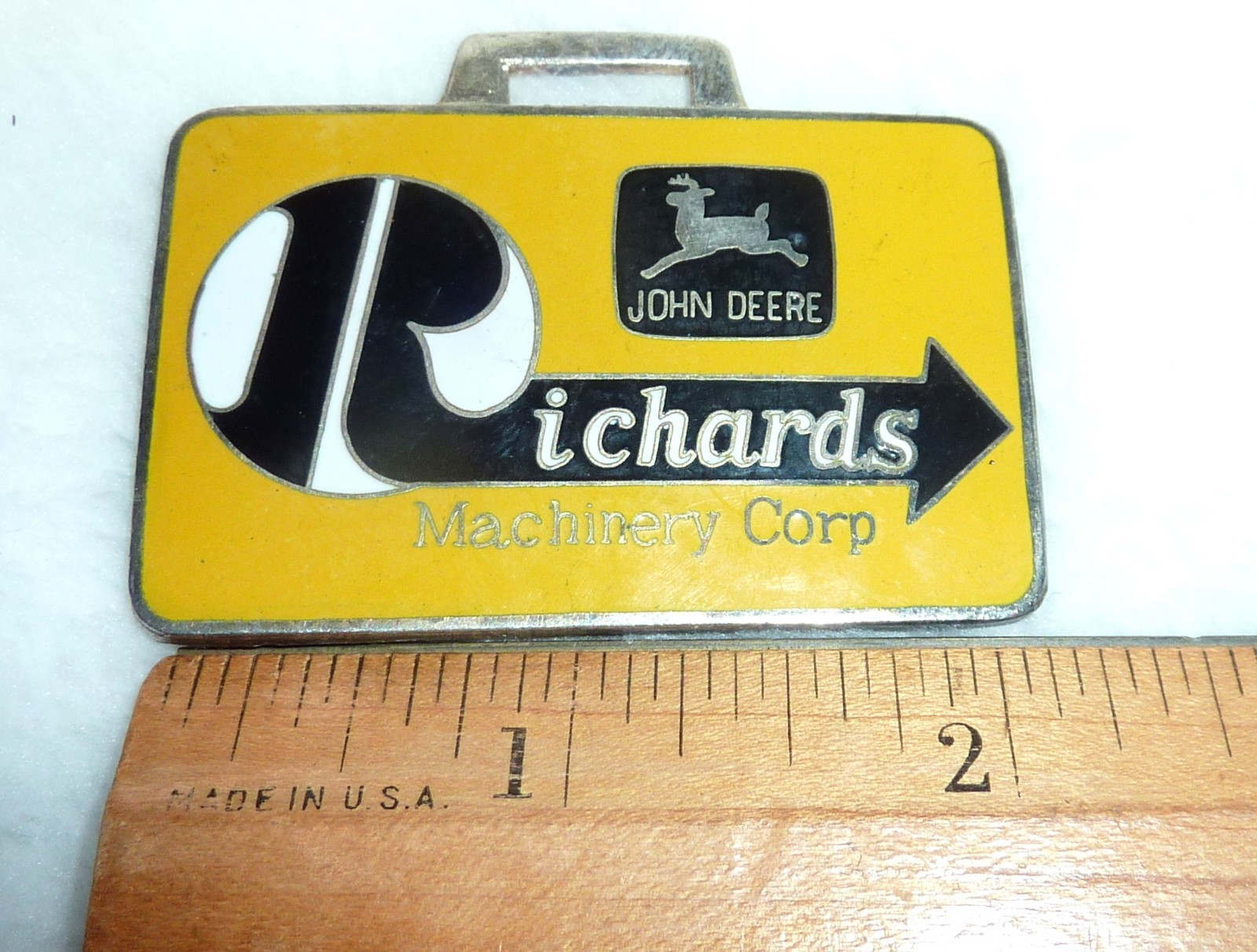 Vintage “Richards Machinery Corp” John Deere Dealer Heavy-Equipment Badge / Fob