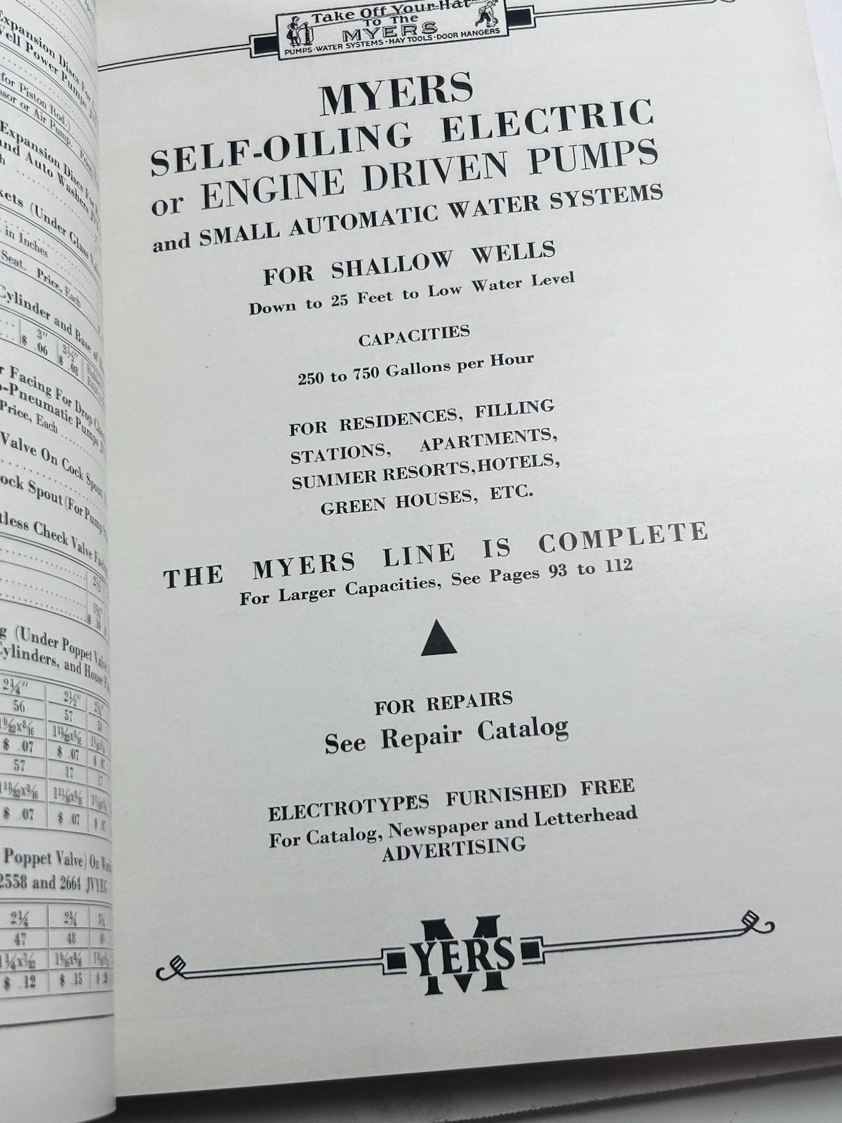FE Myers Bro Catalog Pumps Water Systems 1938 Ashland Ohio