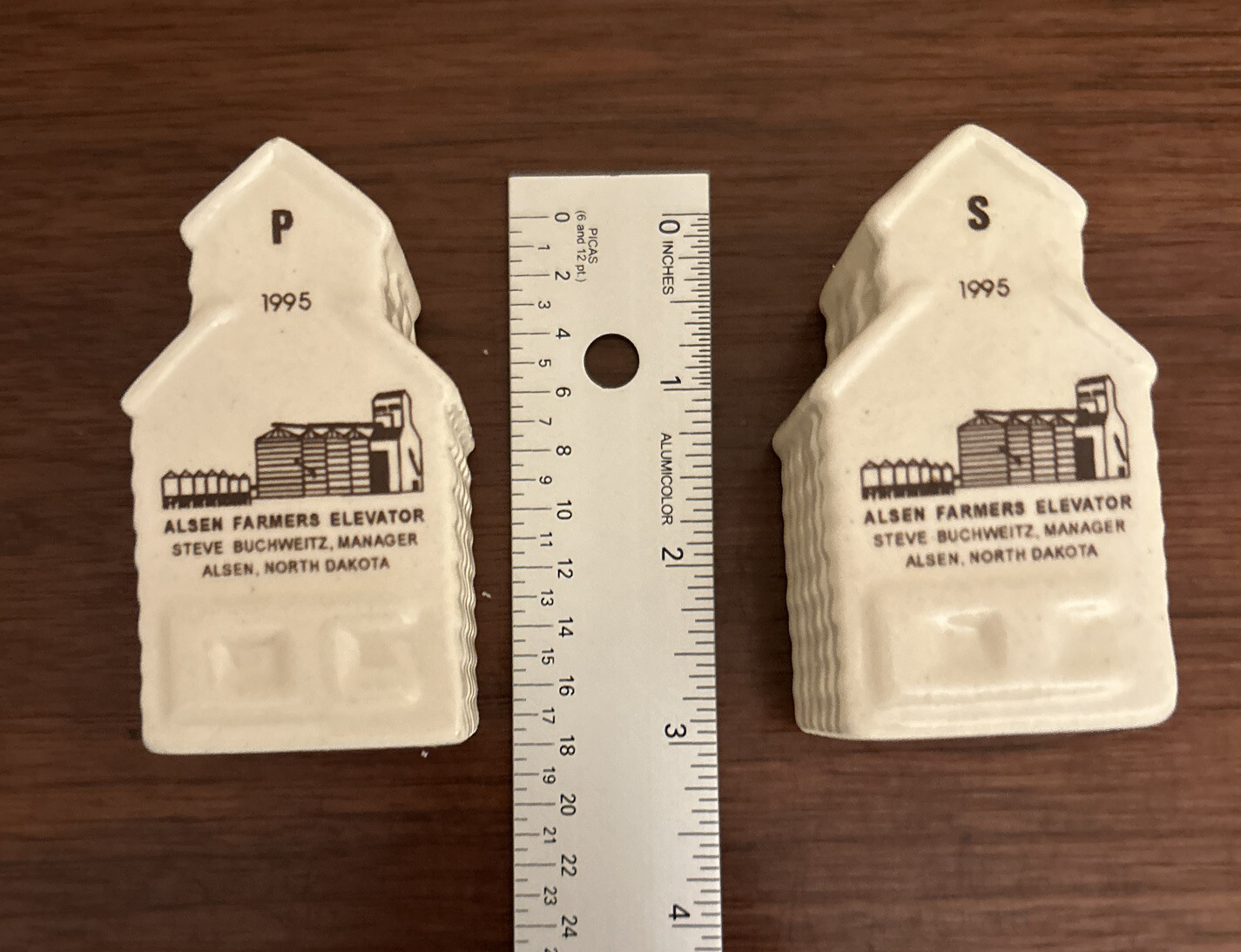 Vintage 1995 Alsen Farmers Elevator Salt & Pepper Shakers North Dakota