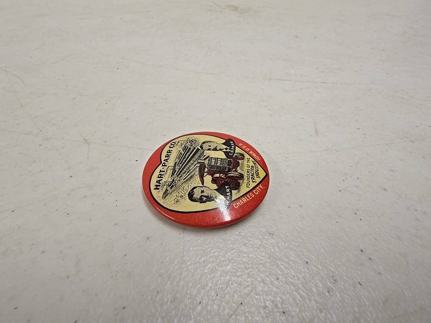 Antique Hart-Parr Charles City Iowa Tractor Industry Founder Celluloid Pinback