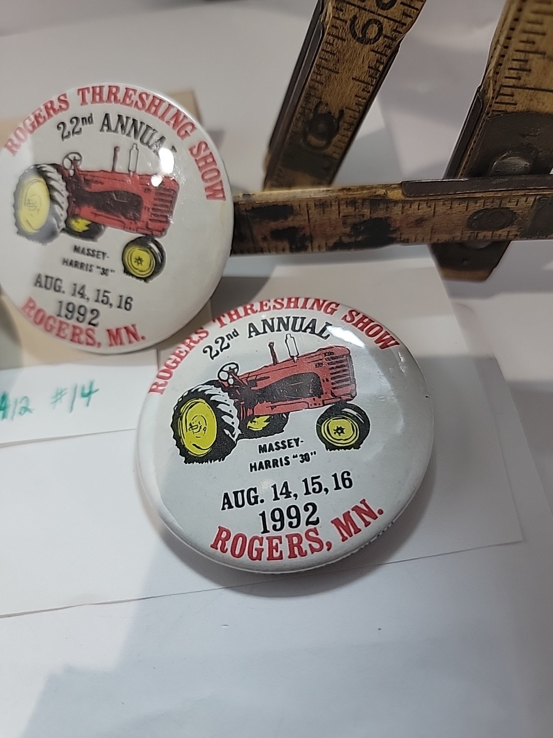 Vintage Threshing Show Button Souvenir Lot Of 3 Massey And B F Avery Tractors