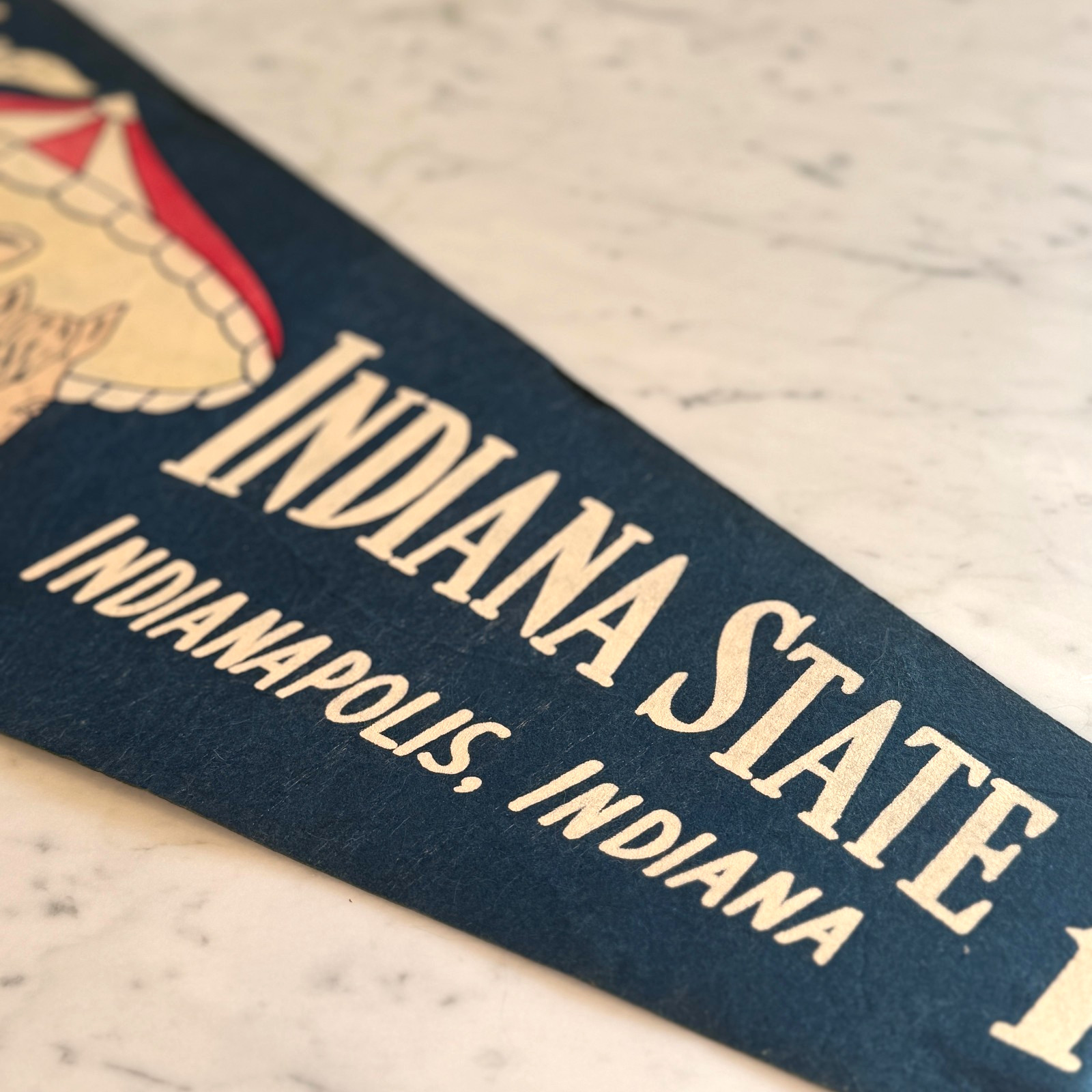 Vintage Indiana State Fair Felt Wall Pennant – Americana Mid Century Decor Art