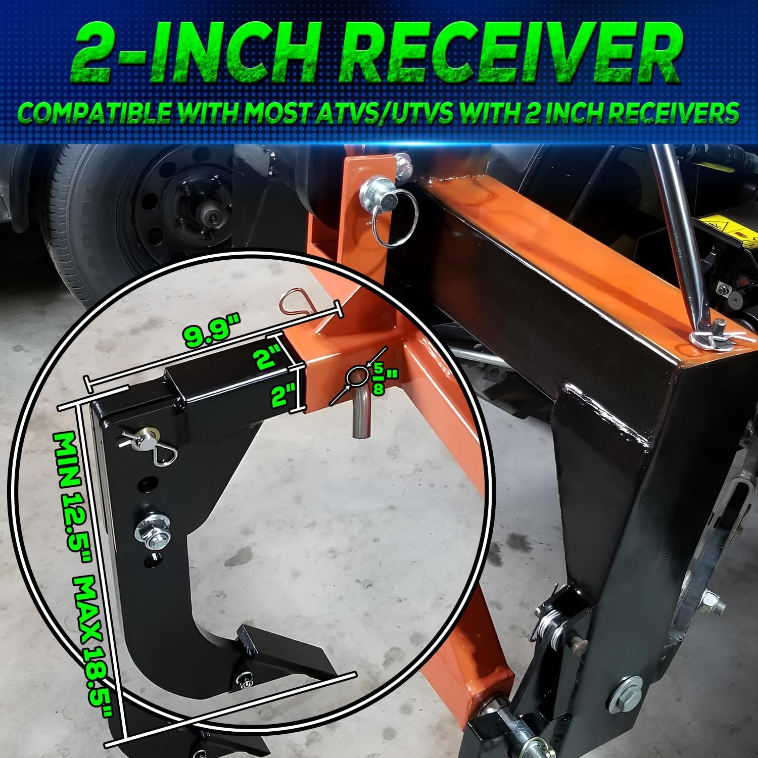 3 Point Trencher Ripper Attachment Fit 2&Prime; Receivers, Hitch Mounted Ripper for Tr