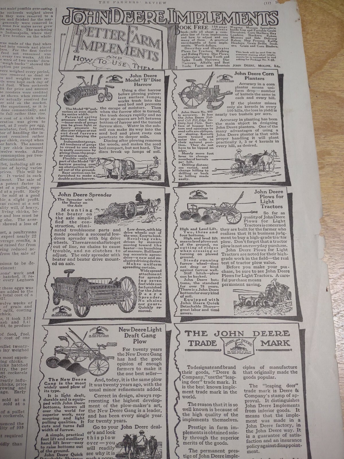 The Farmers Review February 3rd 1917 Weekly Magazine John Deere -Rock island ads