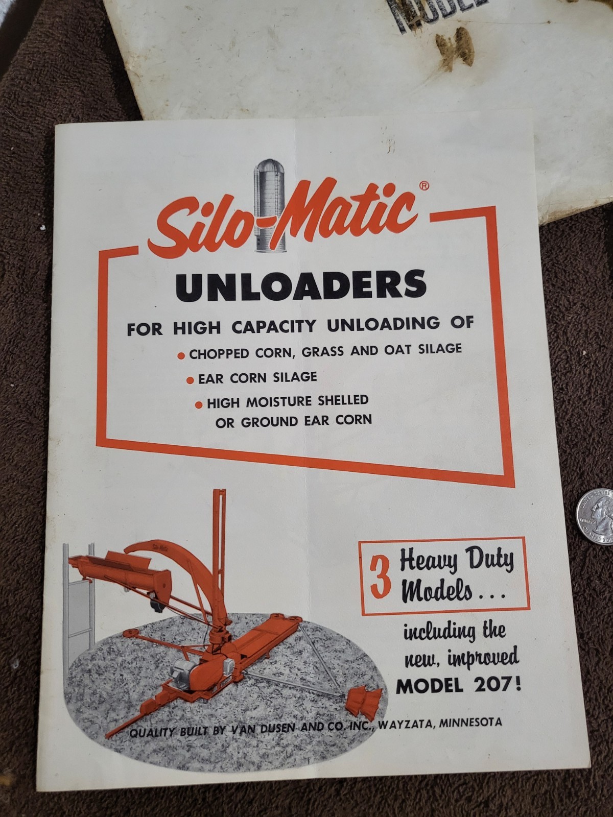 SILO-MATIC 1960s BROCHURE & MANUAL Model 207 Silage Unloader Ag Farm Barn USA